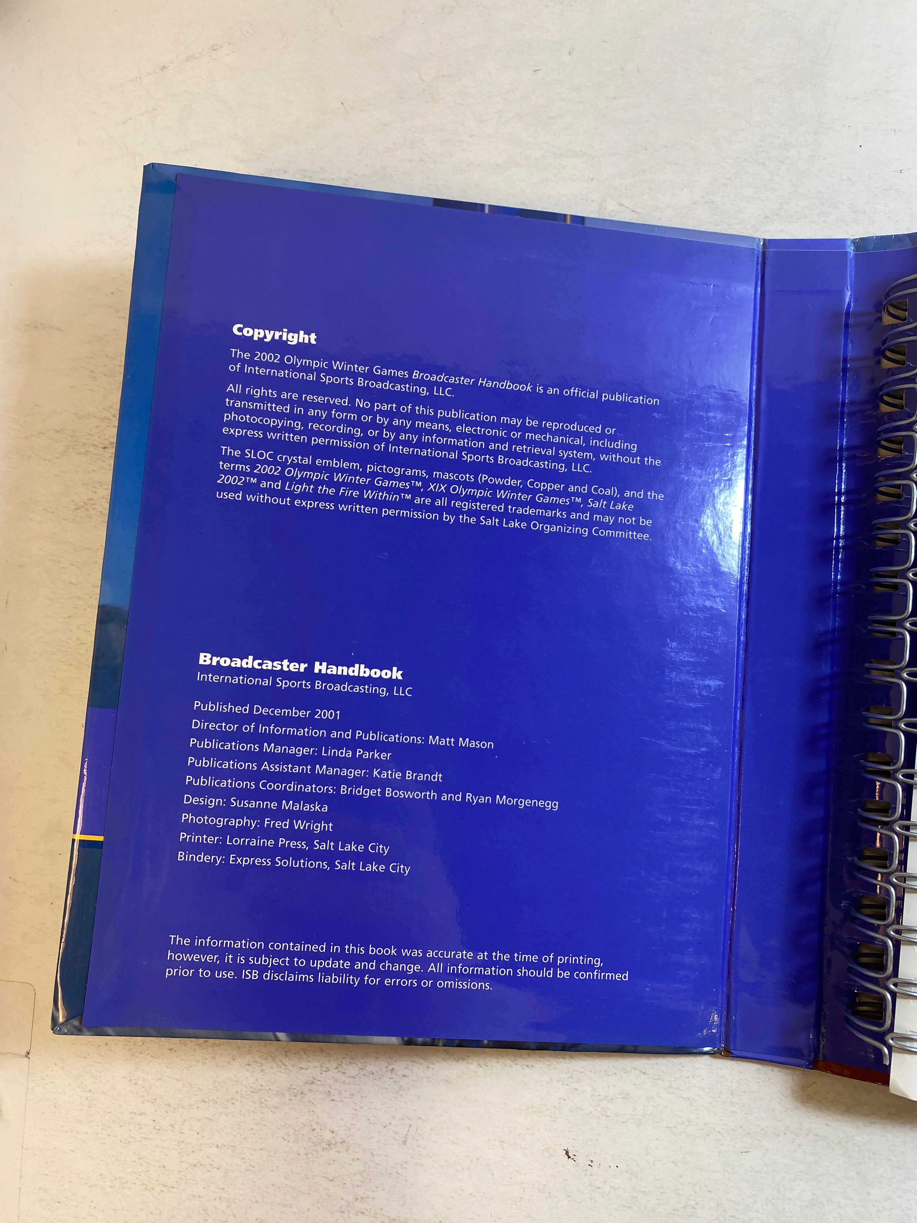 ISB Salt Lake City Olympics 2002 Broadcasting Guide