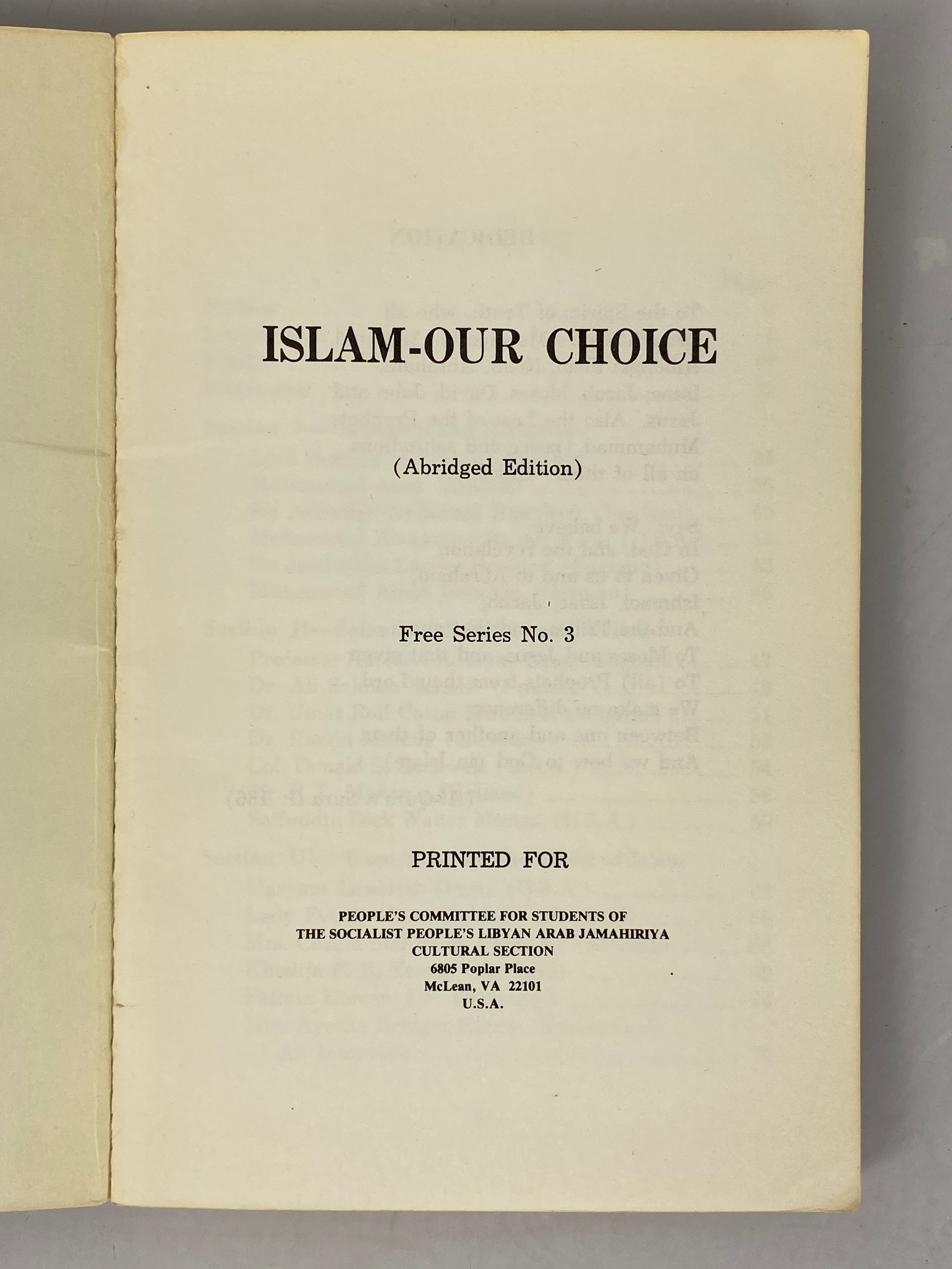 Islam-Our Choice Abridged Edition Free Series No 3 Ebrahim Ahmad Bawany SC
