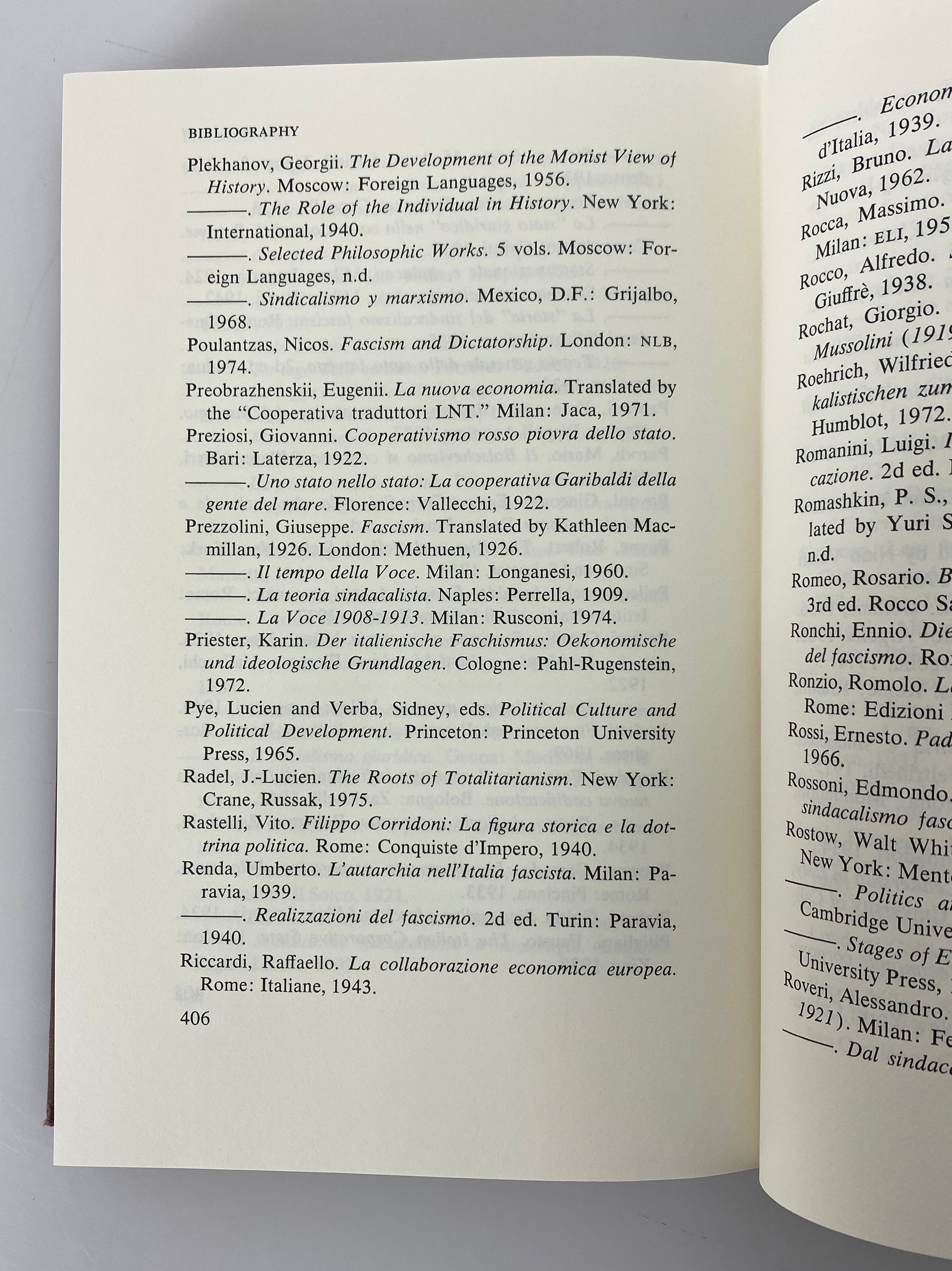 Italian Fascism & Developmental Dictatorship 1979 Ex-Library HC