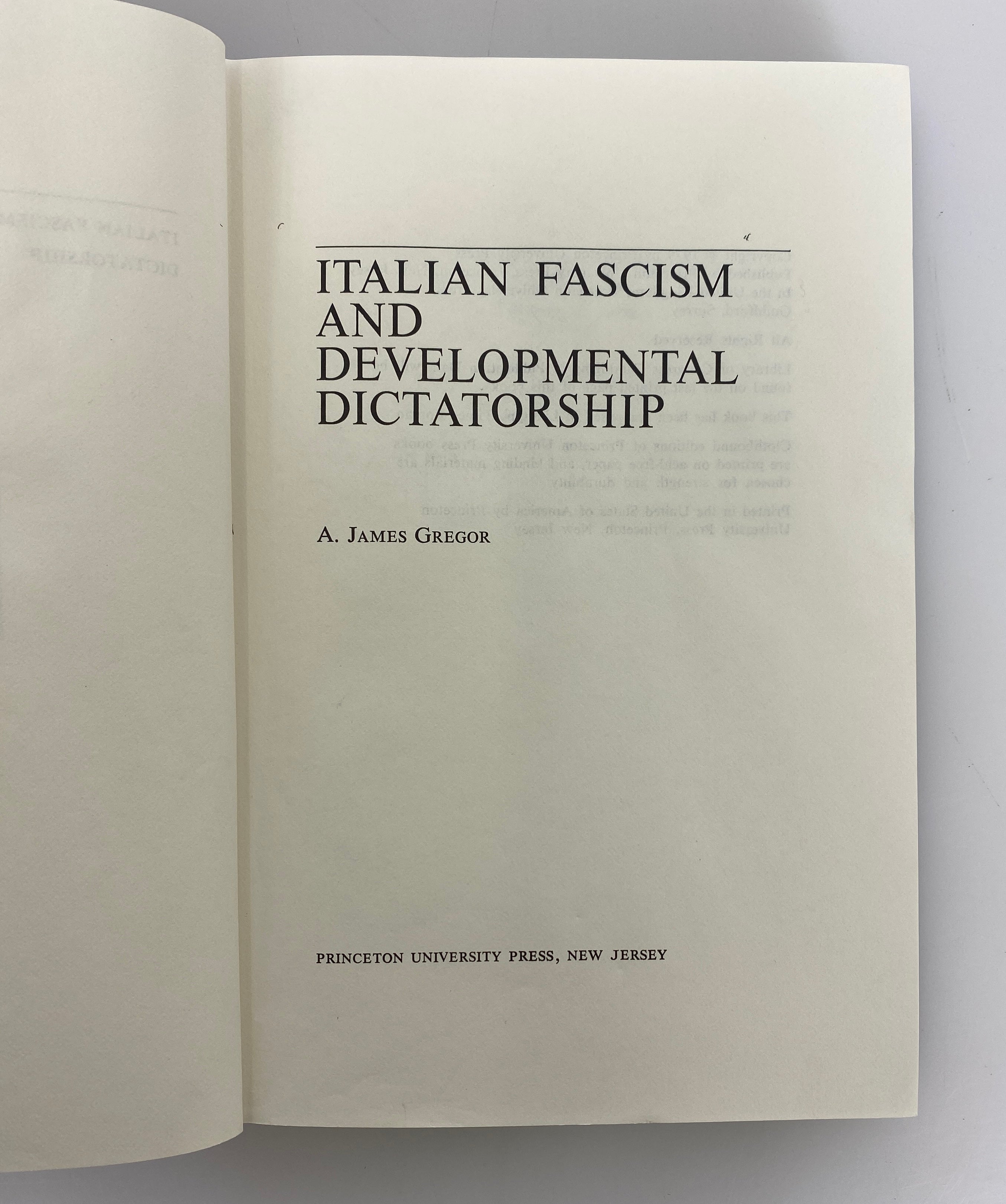 Italian Fascism & Developmental Dictatorship 1979 Ex-Library HC