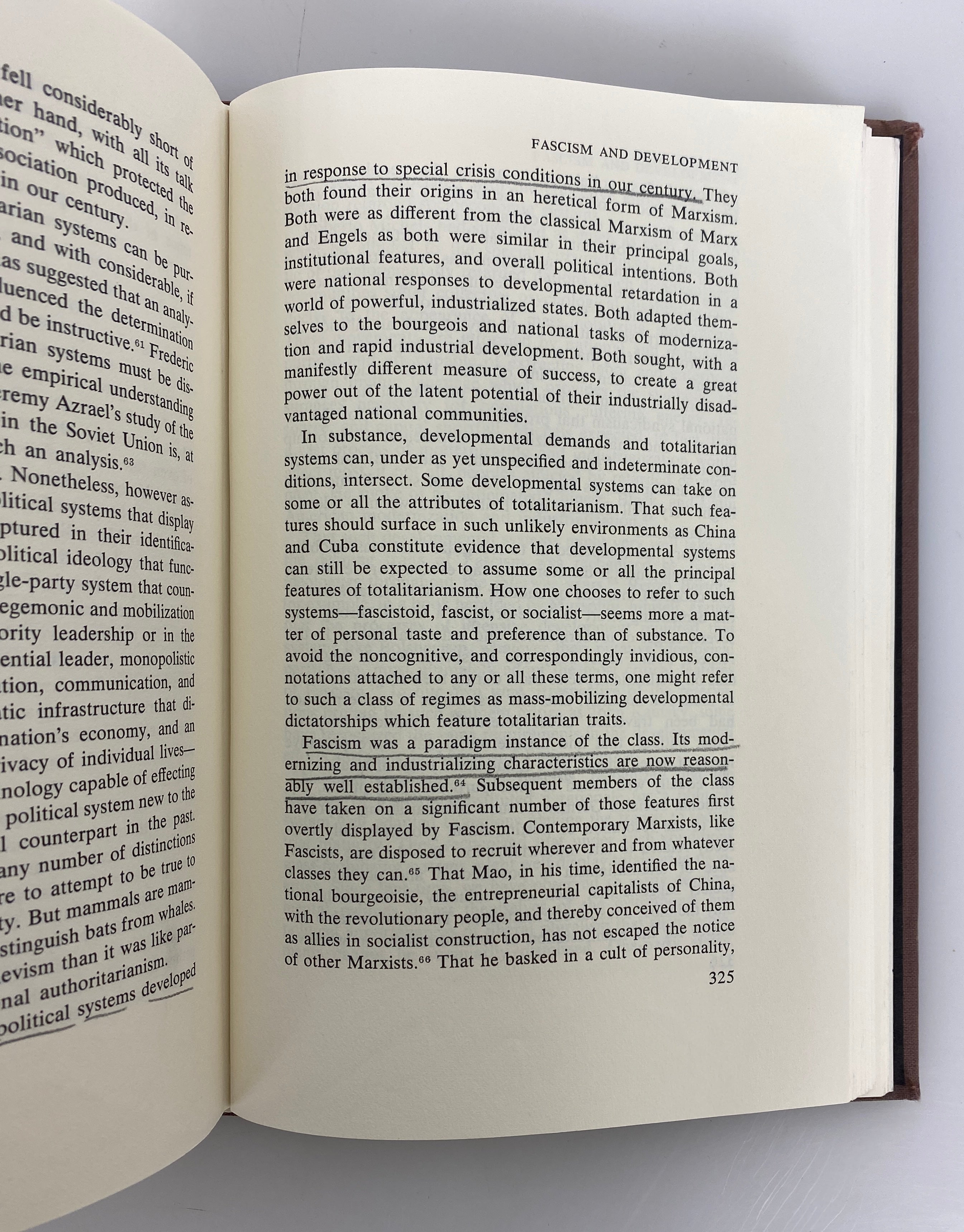 Italian Fascism & Developmental Dictatorship 1979 Ex-Library HC