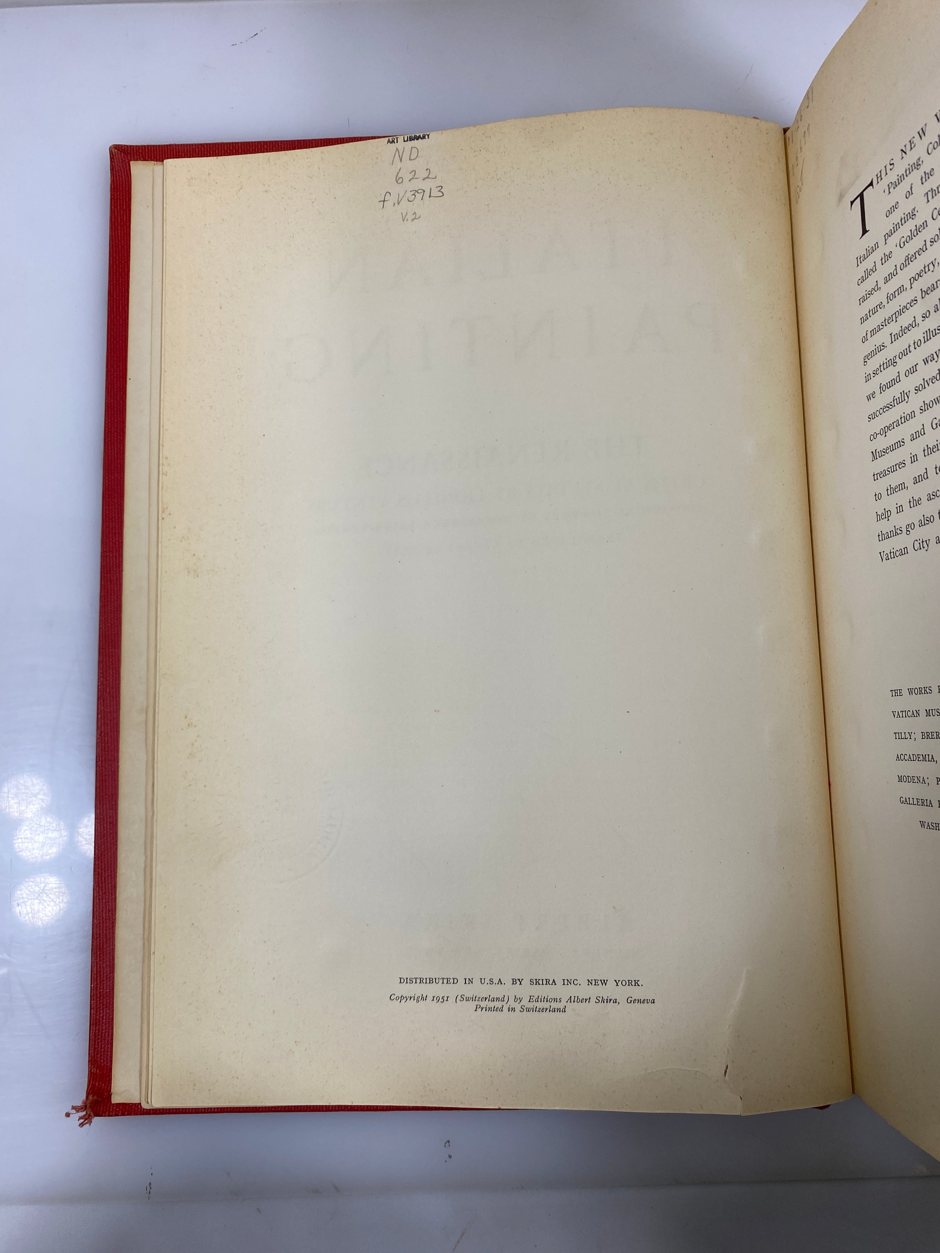Italian Painting The Renaissance Albert Skira 1951 Ex-Library HC
