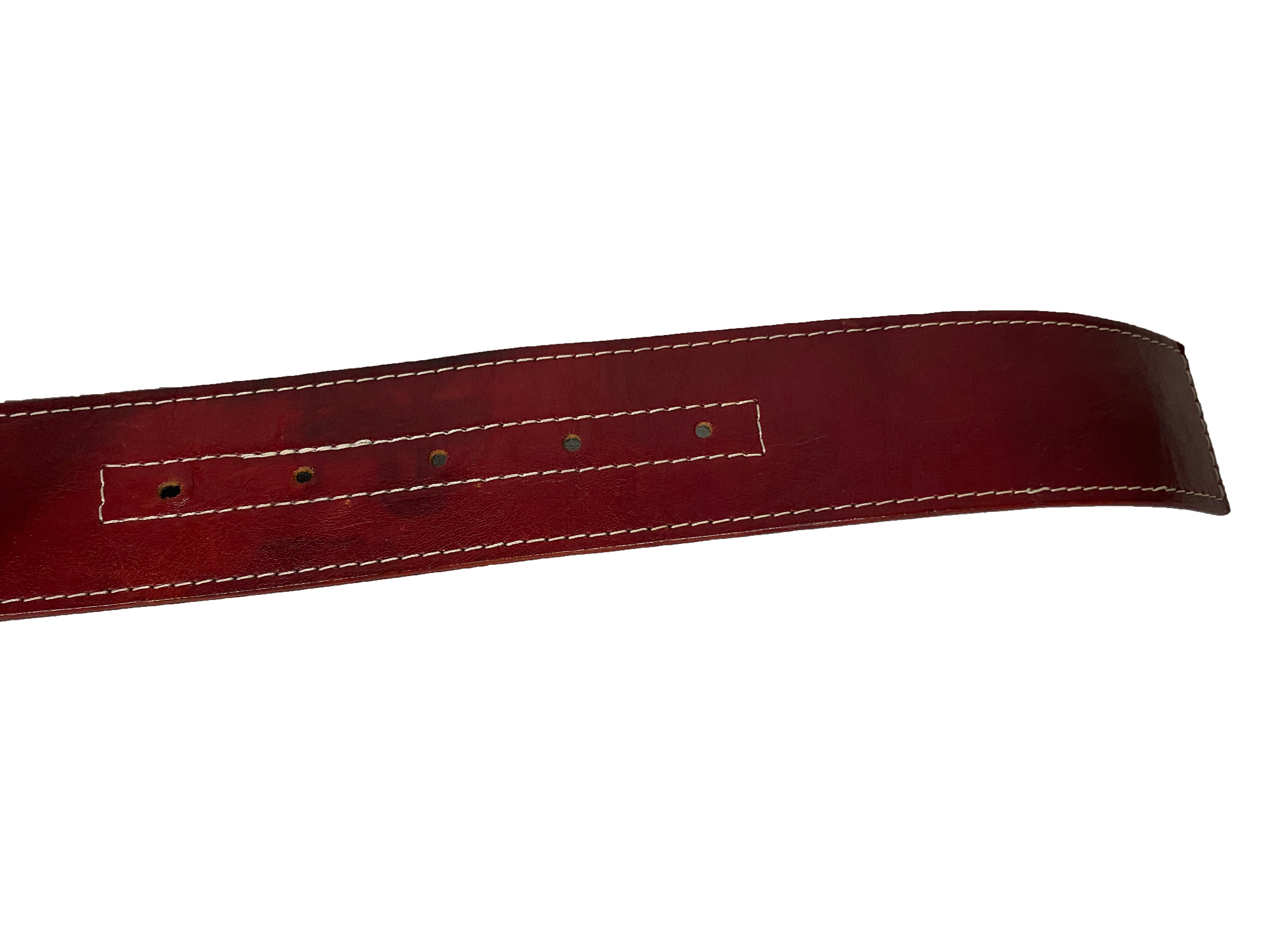 J. Lindberg Stockholm Vintage Geometric Maze Cutout Buckle Red Leather Golf Belt Size 34