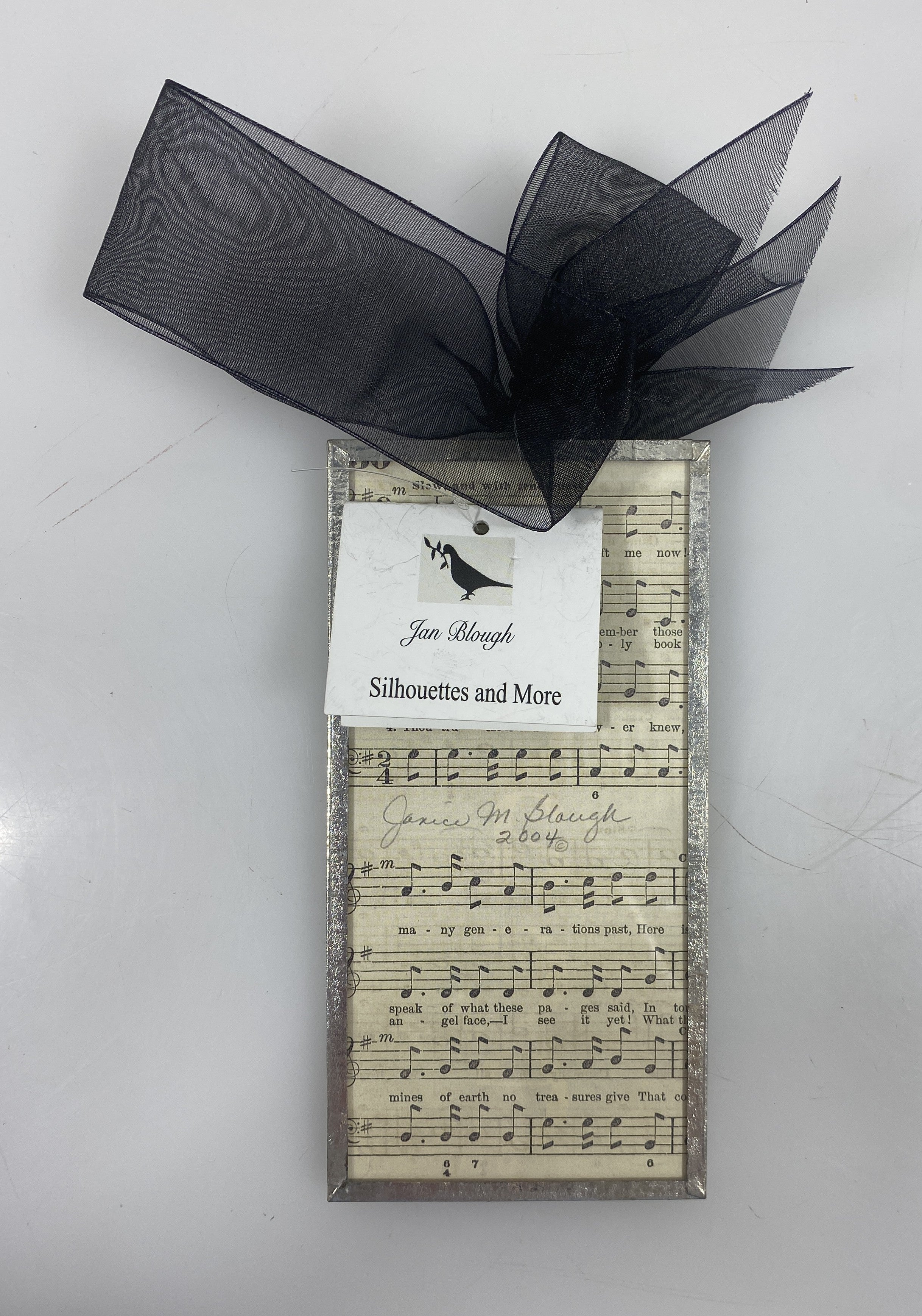 Jan Blough Silhouettes and More Glass Sheet Music and Peace Ornamet