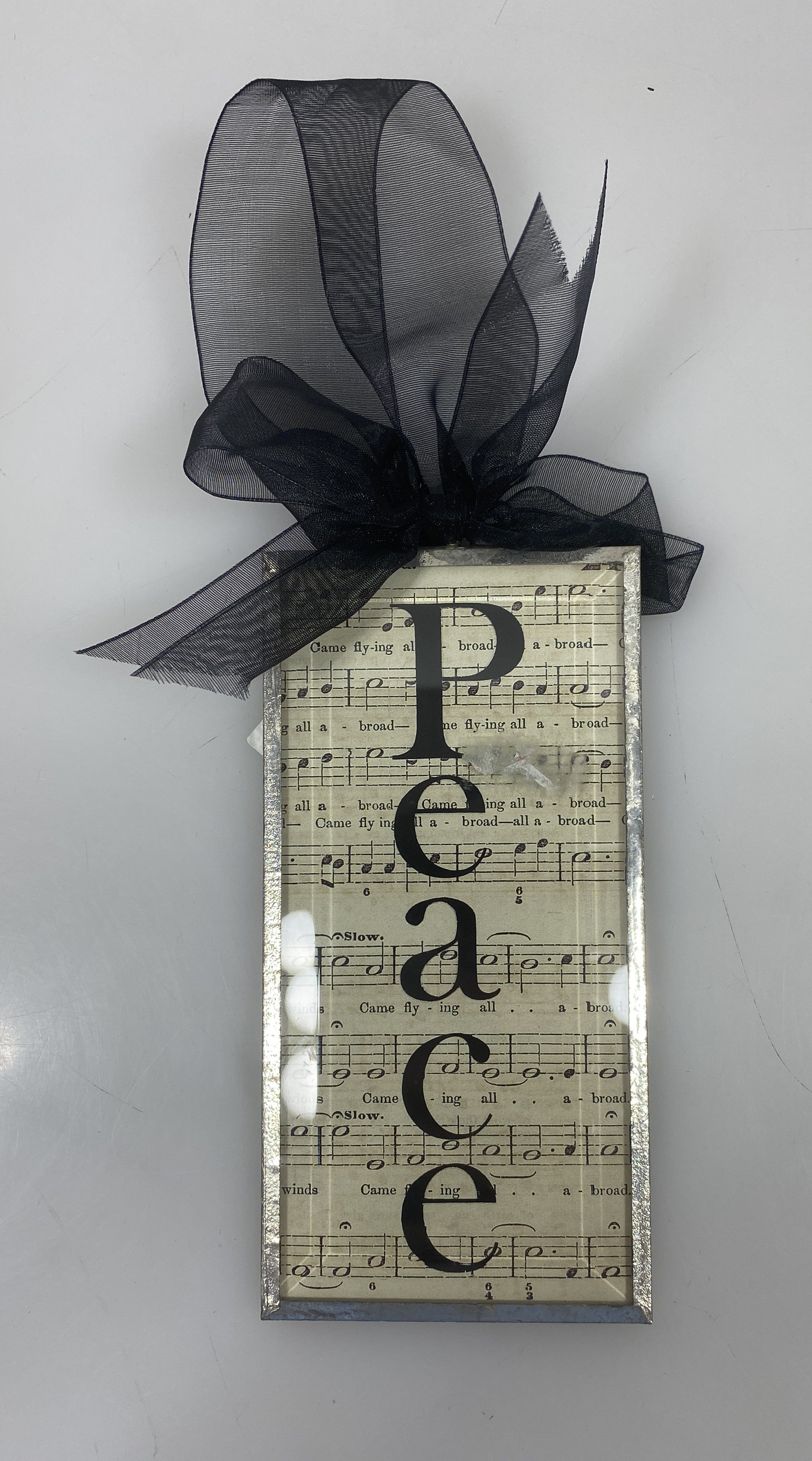 Jan Blough Silhouettes and More Glass Sheet Music and Peace Ornamet