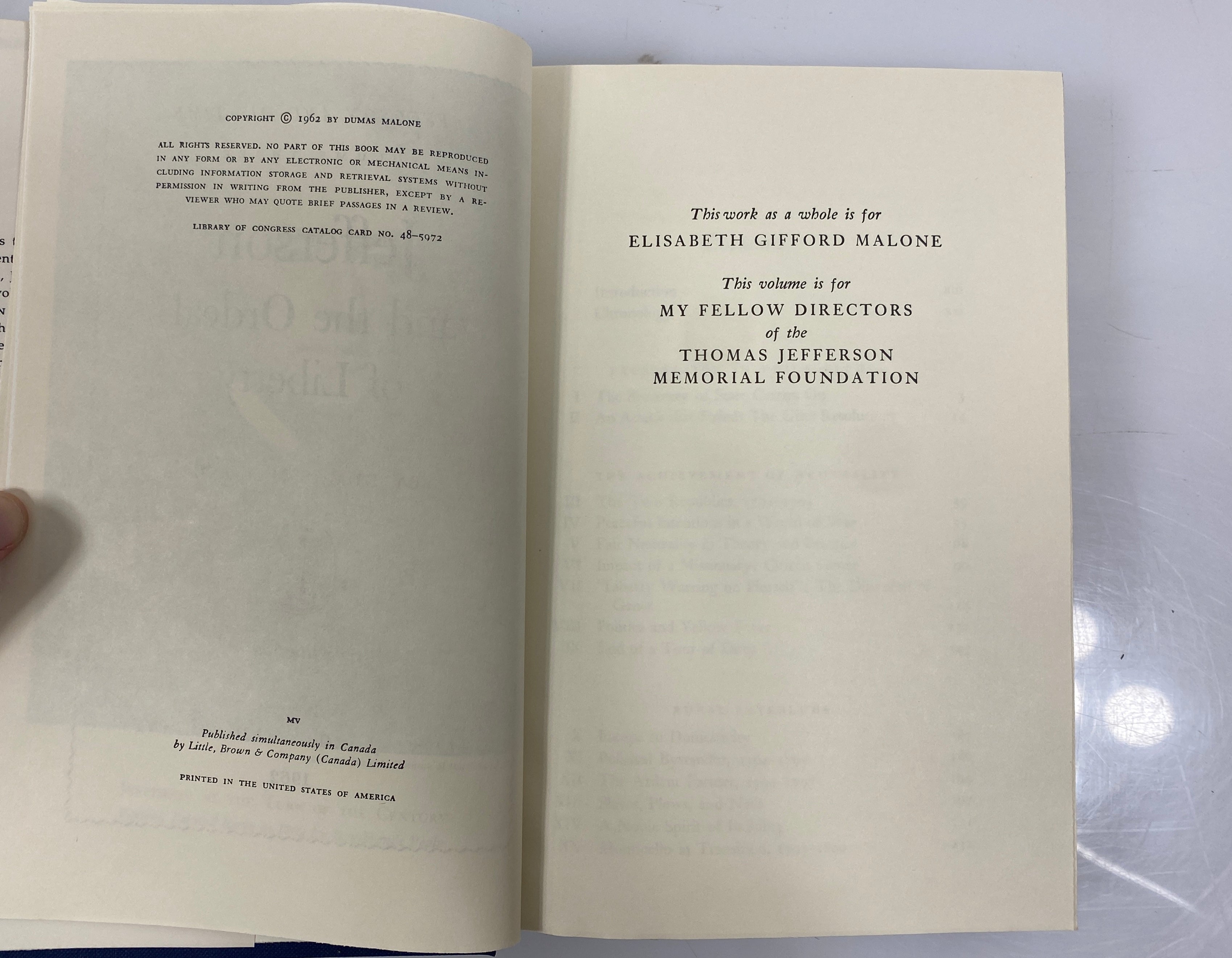 Jefferson and the Ordeal of Liberty/The Rights of Man 1951-1962 DJ HC