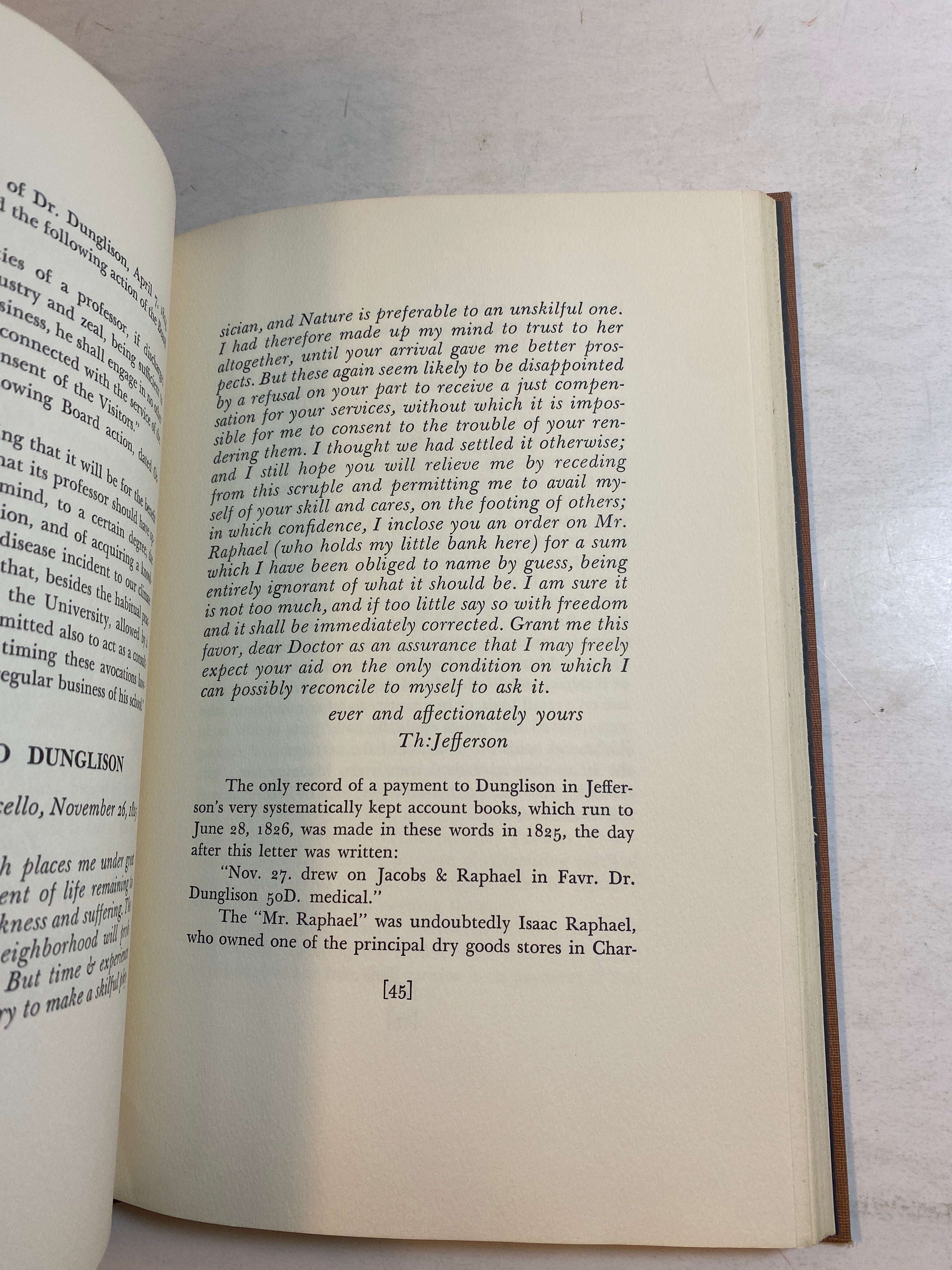 Jefferson-Dunglison Letters by John Dorsey HC 1960 *Signed*