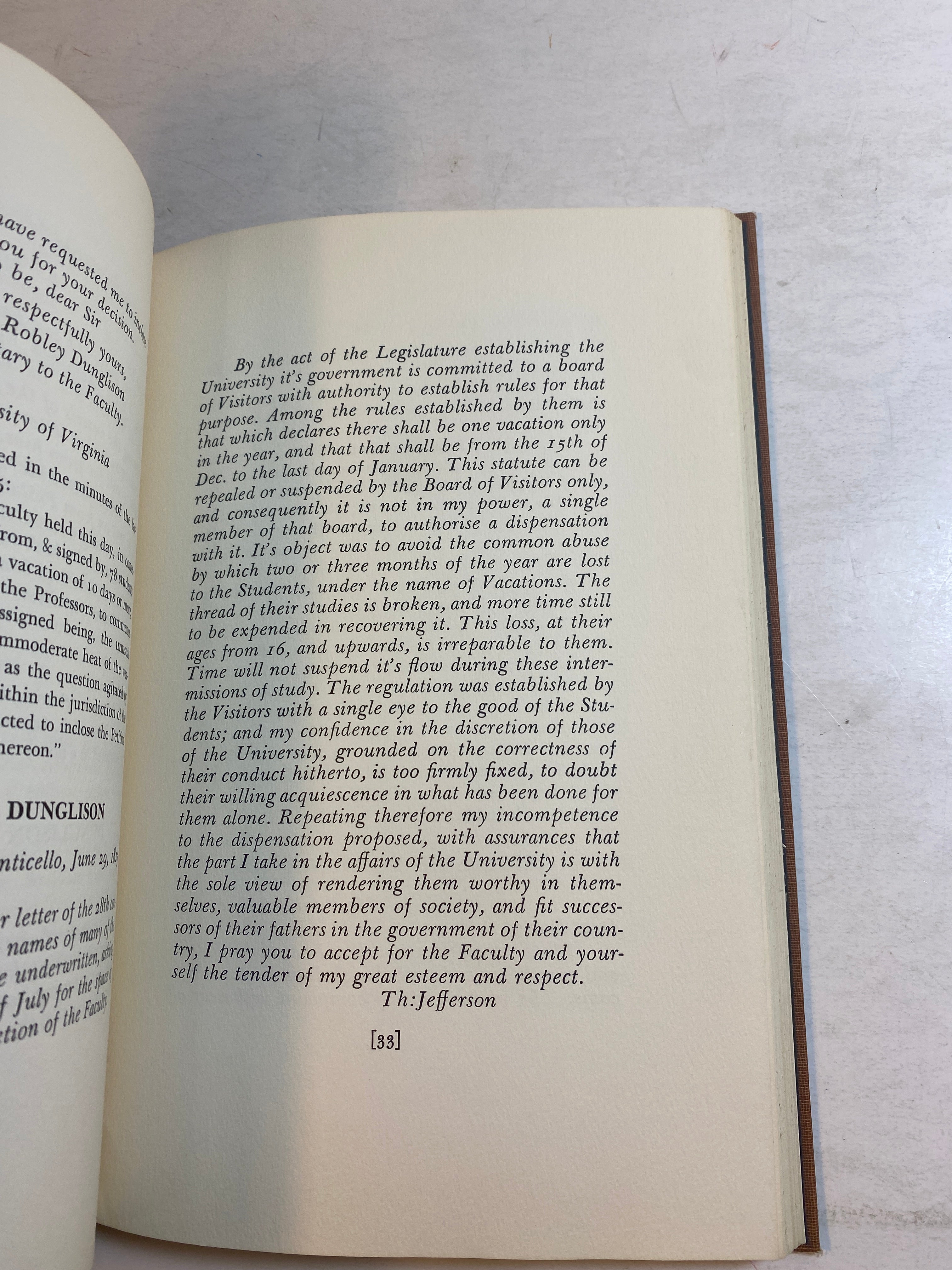 Jefferson-Dunglison Letters by John Dorsey HC 1960 *Signed*
