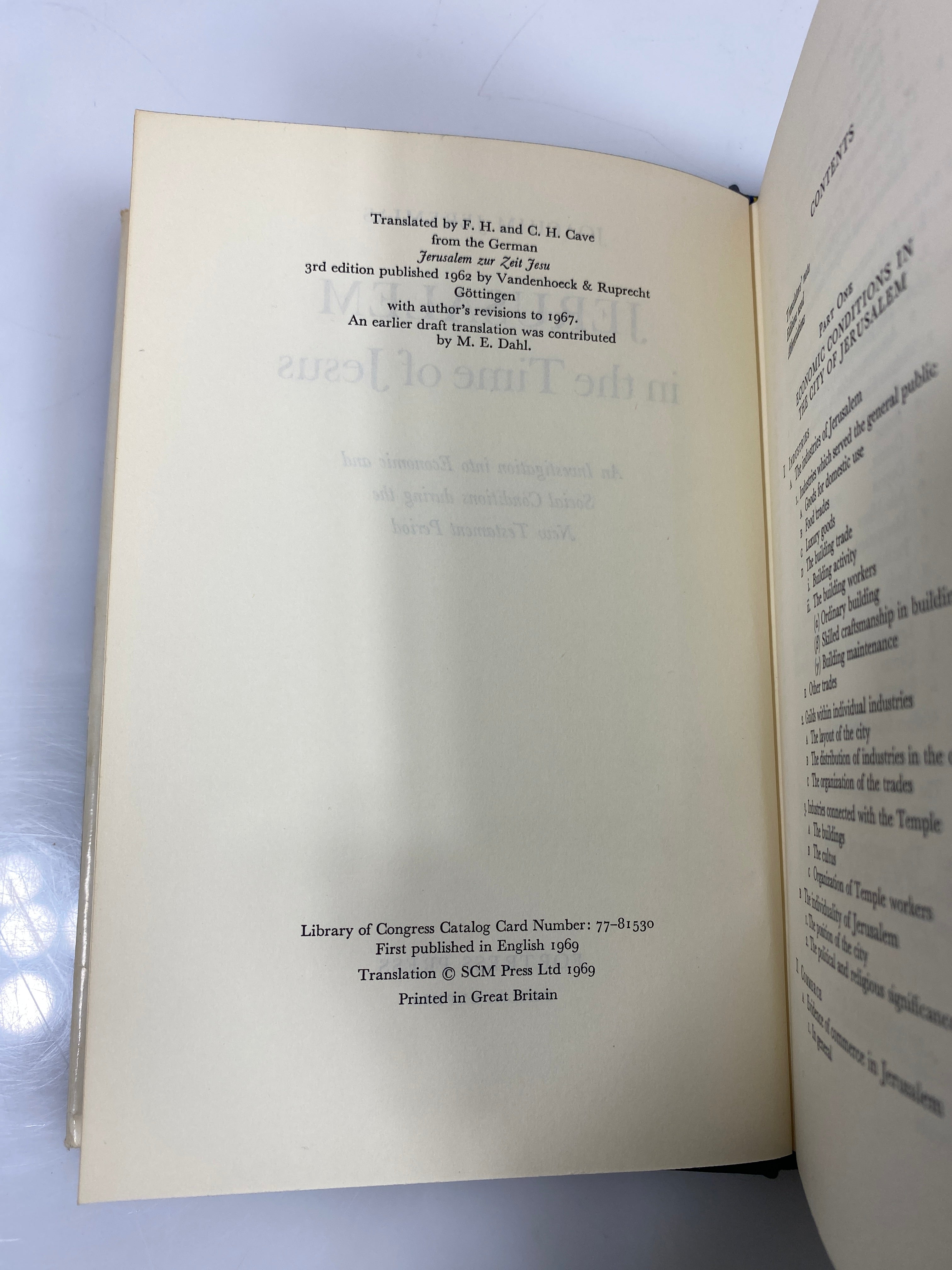 Jerusalem in the Time of Jesus by Jeremias 1969 Ex-Library HCDJ