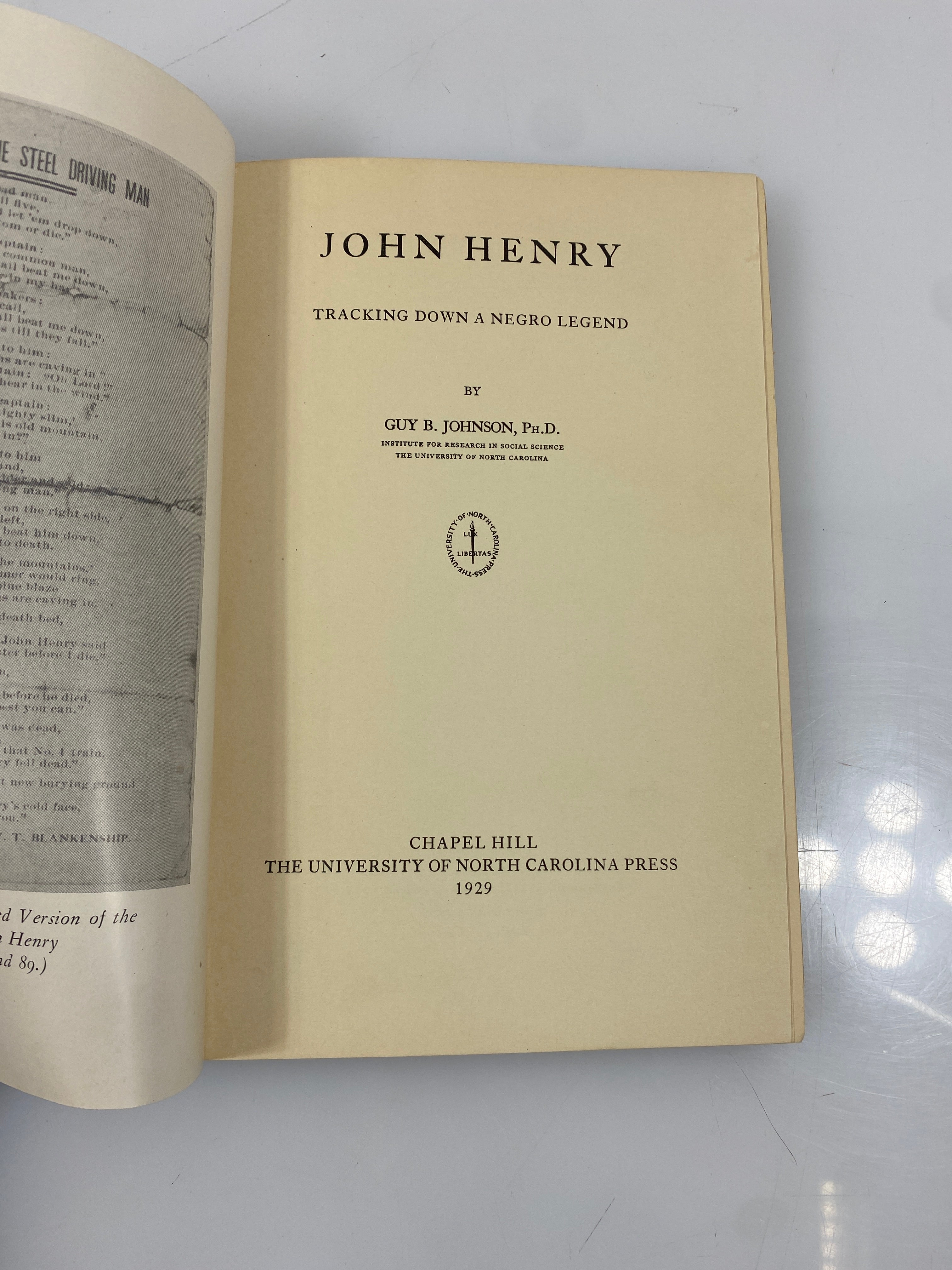 John Henry Guy B. Johnson University of North Carolina Press 1929 HC