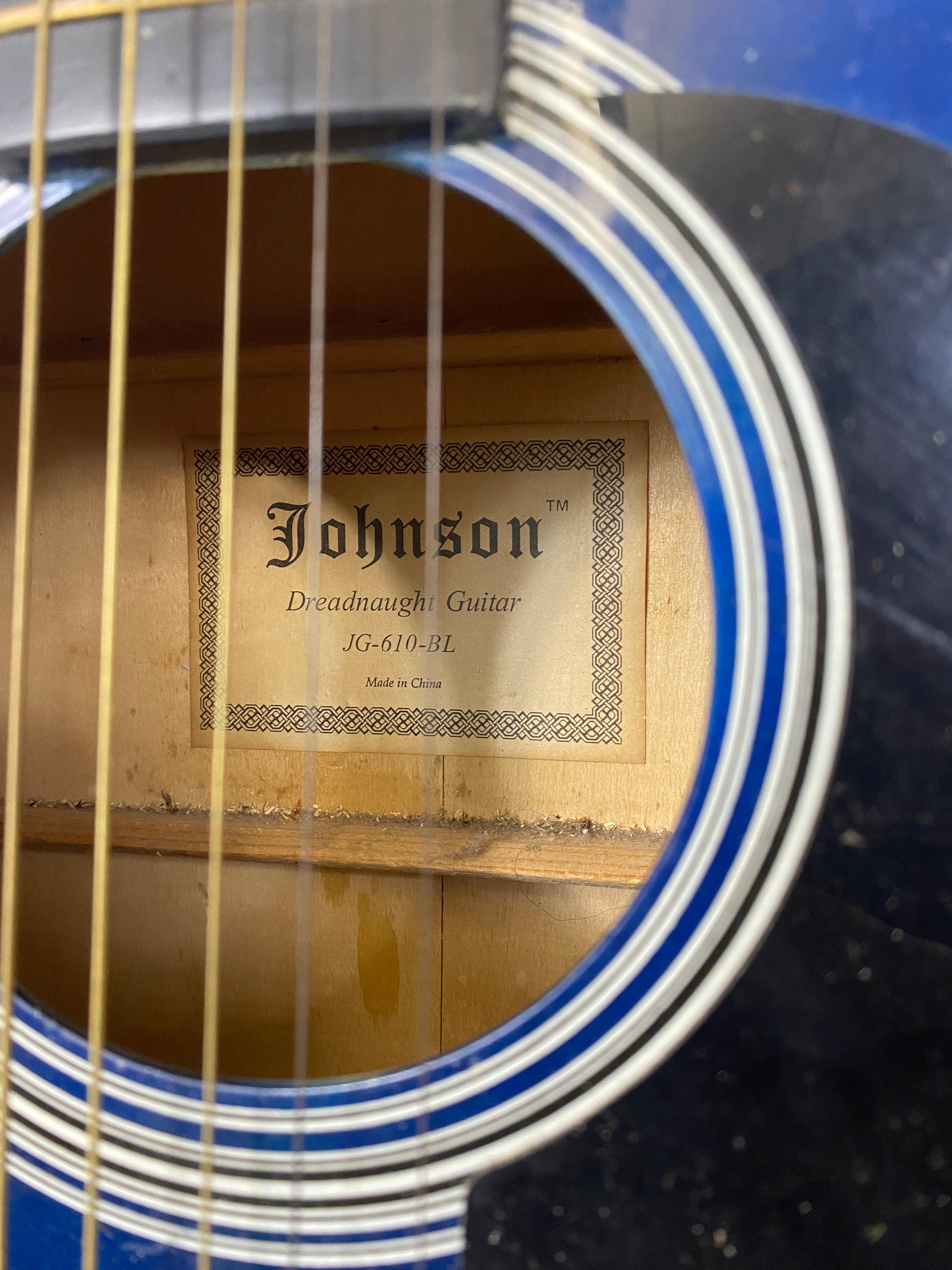 Johnson JG-610-BL Dreadnaught Acoustic Guitar Blue 6-String Full Size