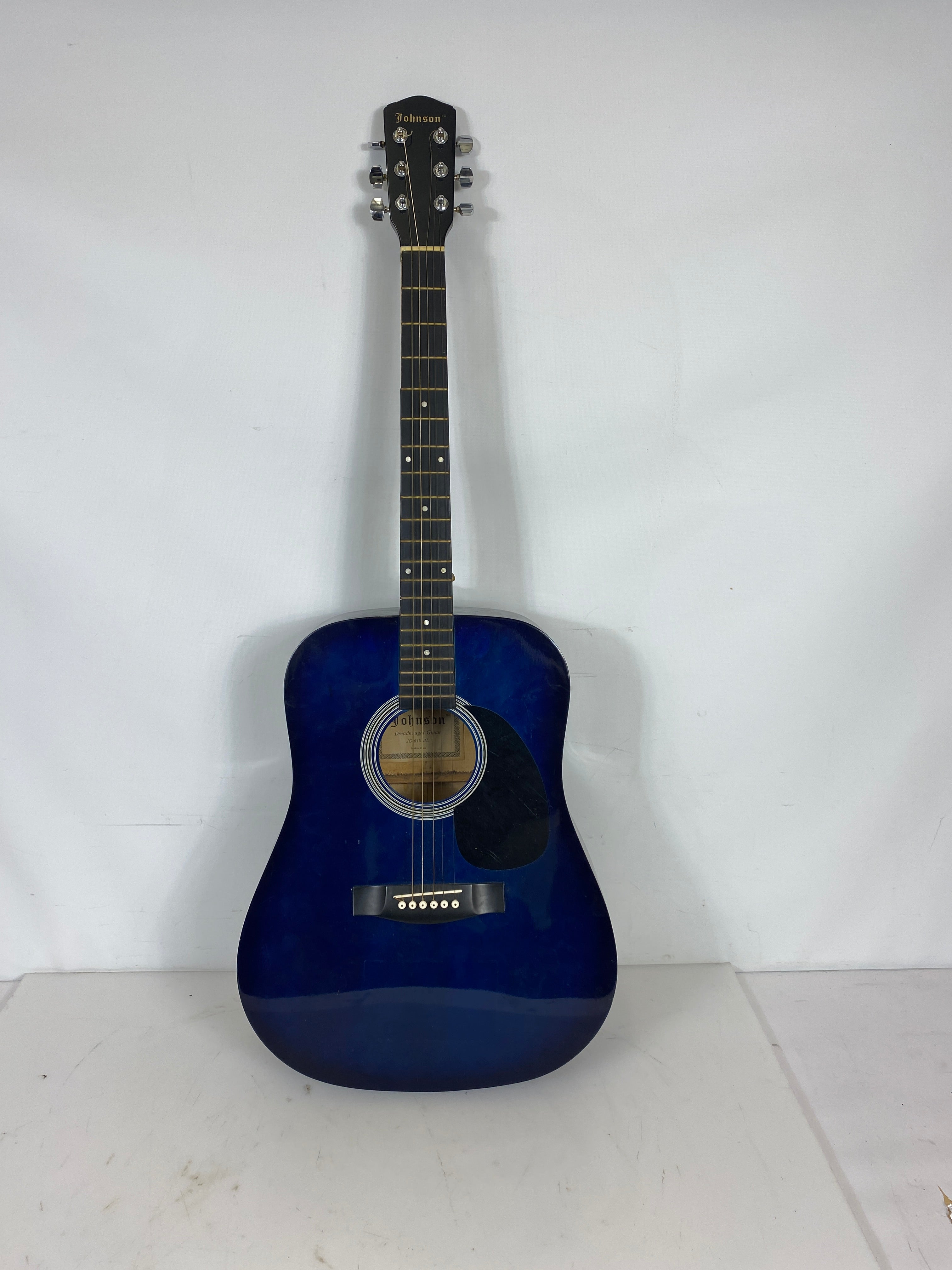 Johnson JG-610-BL Dreadnaught Acoustic Guitar Blue 6-String Full Size
