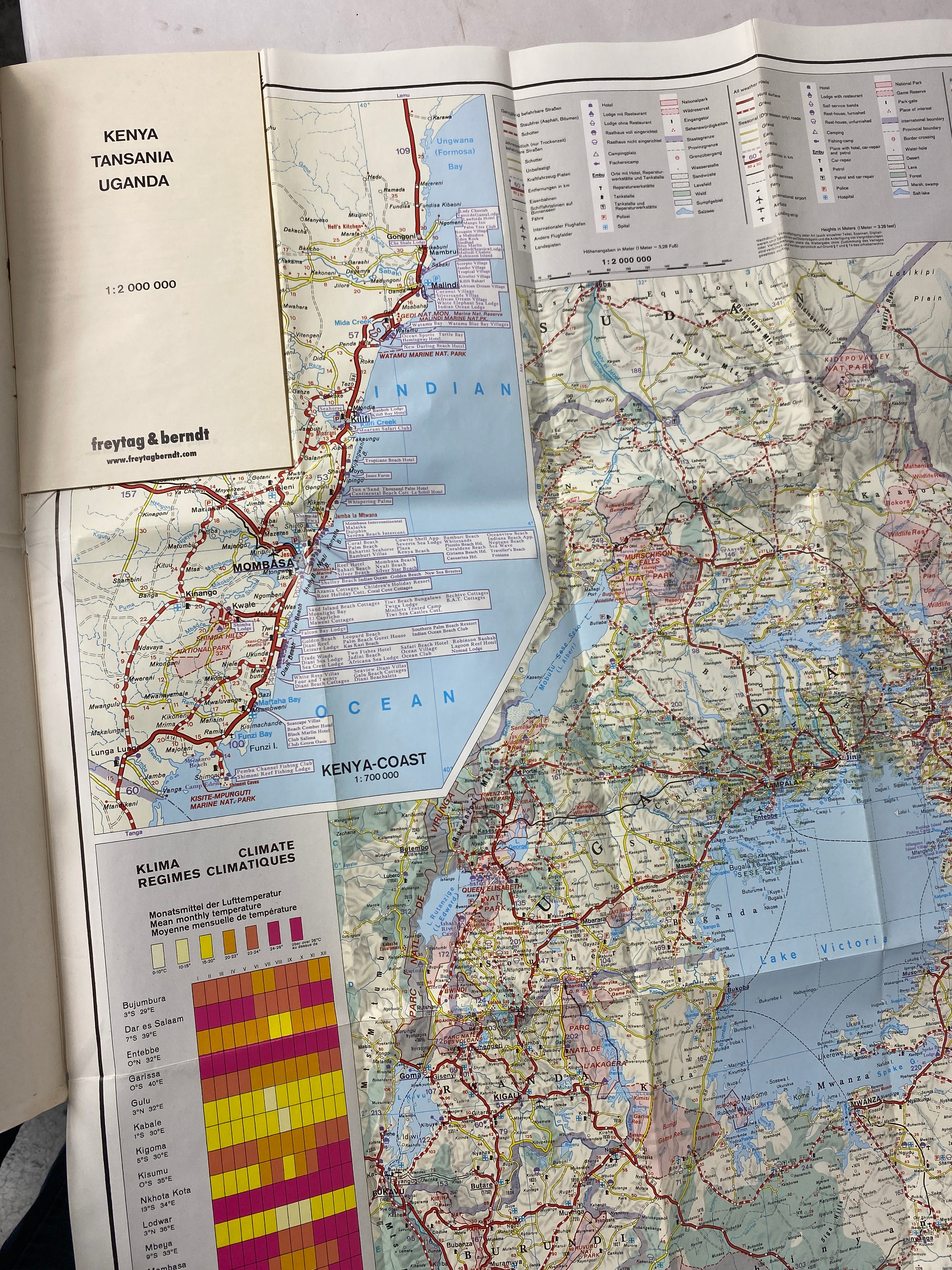 Kenya, Tanzania, Uganda Road Map Freytag & Berndt