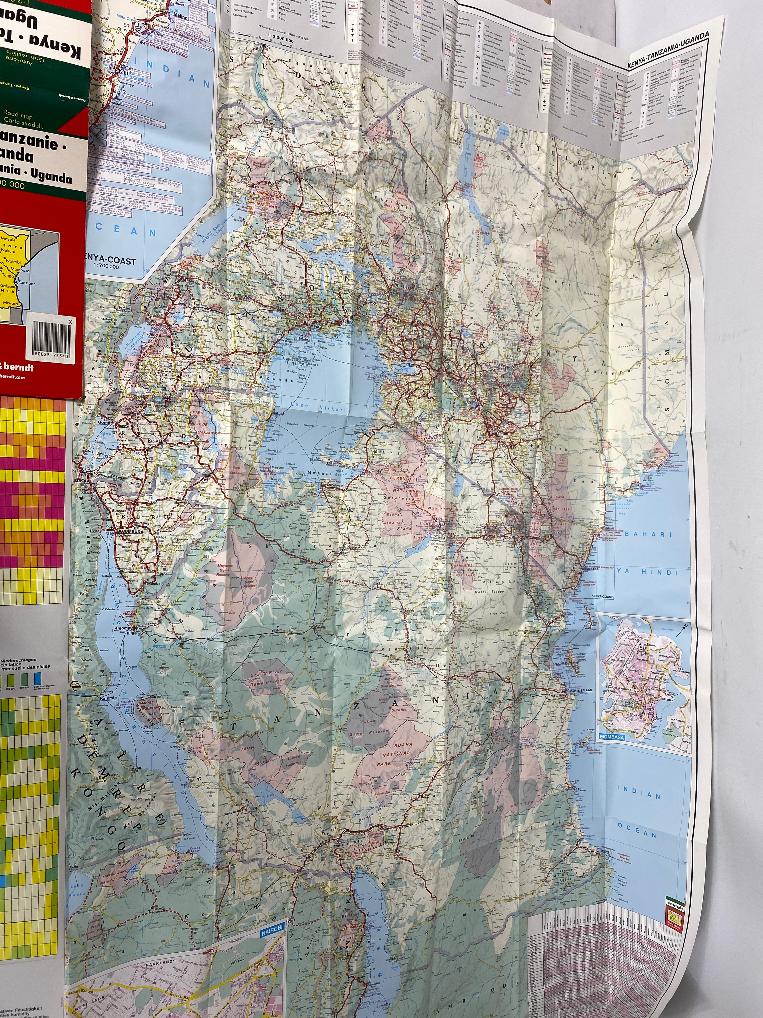 Kenya, Tanzania, Uganda Road Map Freytag & Berndt