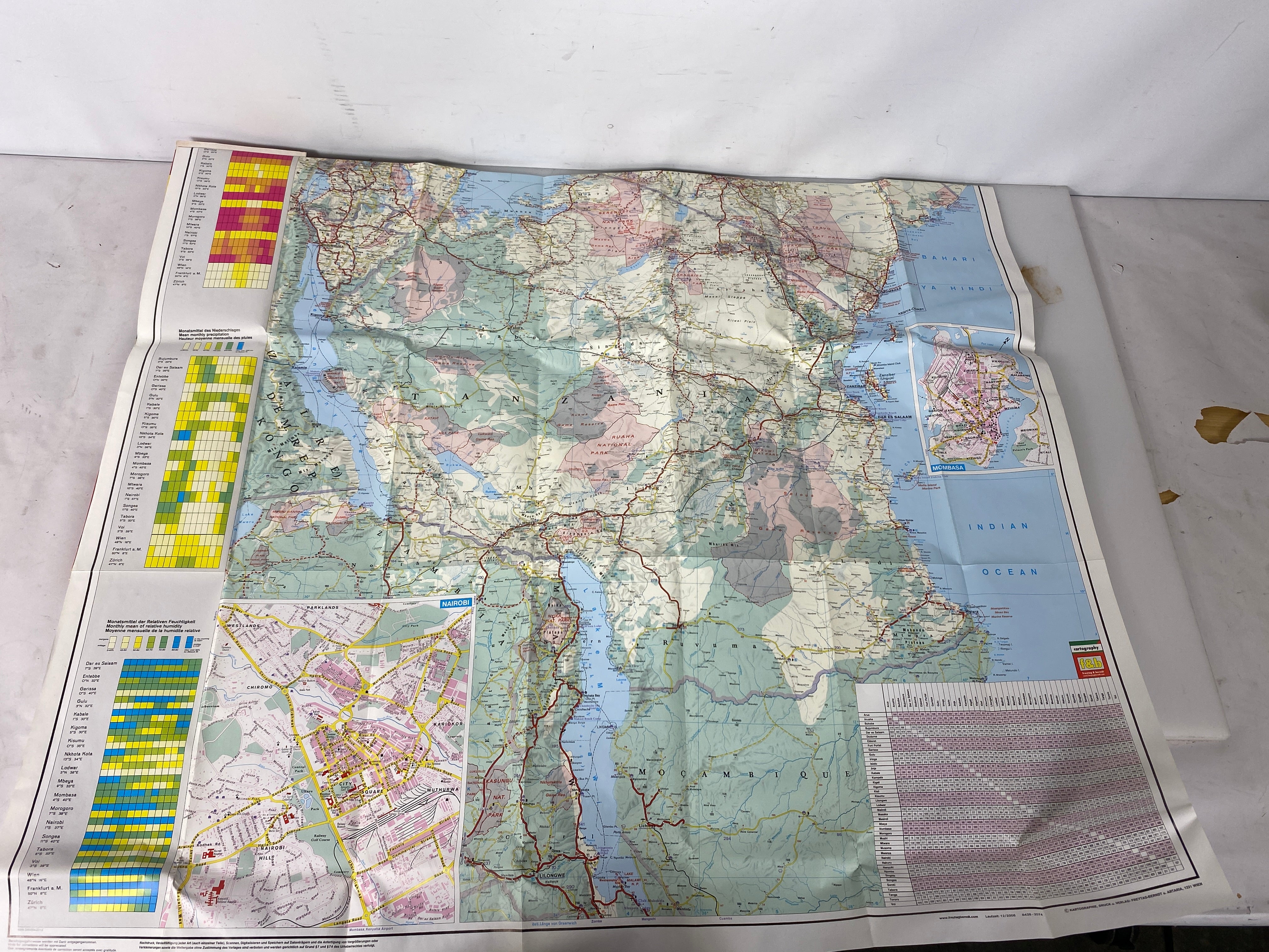 Kenya, Tanzania, Uganda Road Map Freytag & Berndt