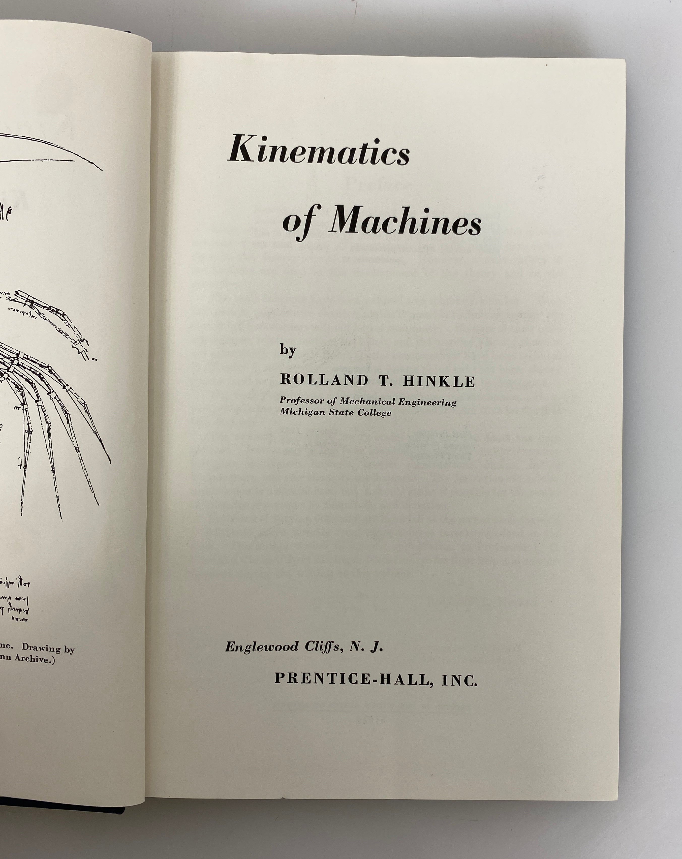 Kinematics of Machines by Rolland Hinkle 1956 Third Printing HC