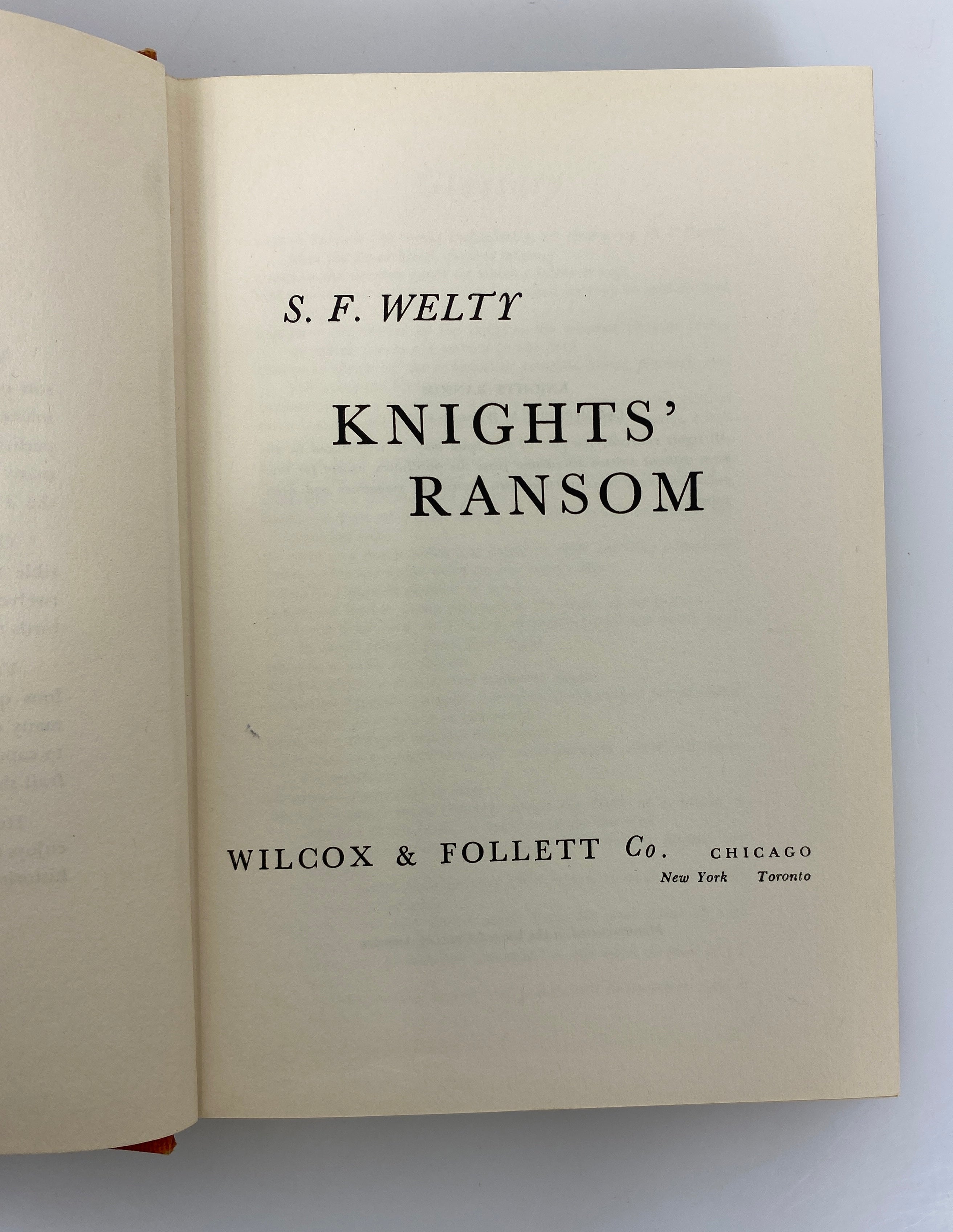 Knights' Ransom by S.F. Welty 1951 First Edition HC DJ