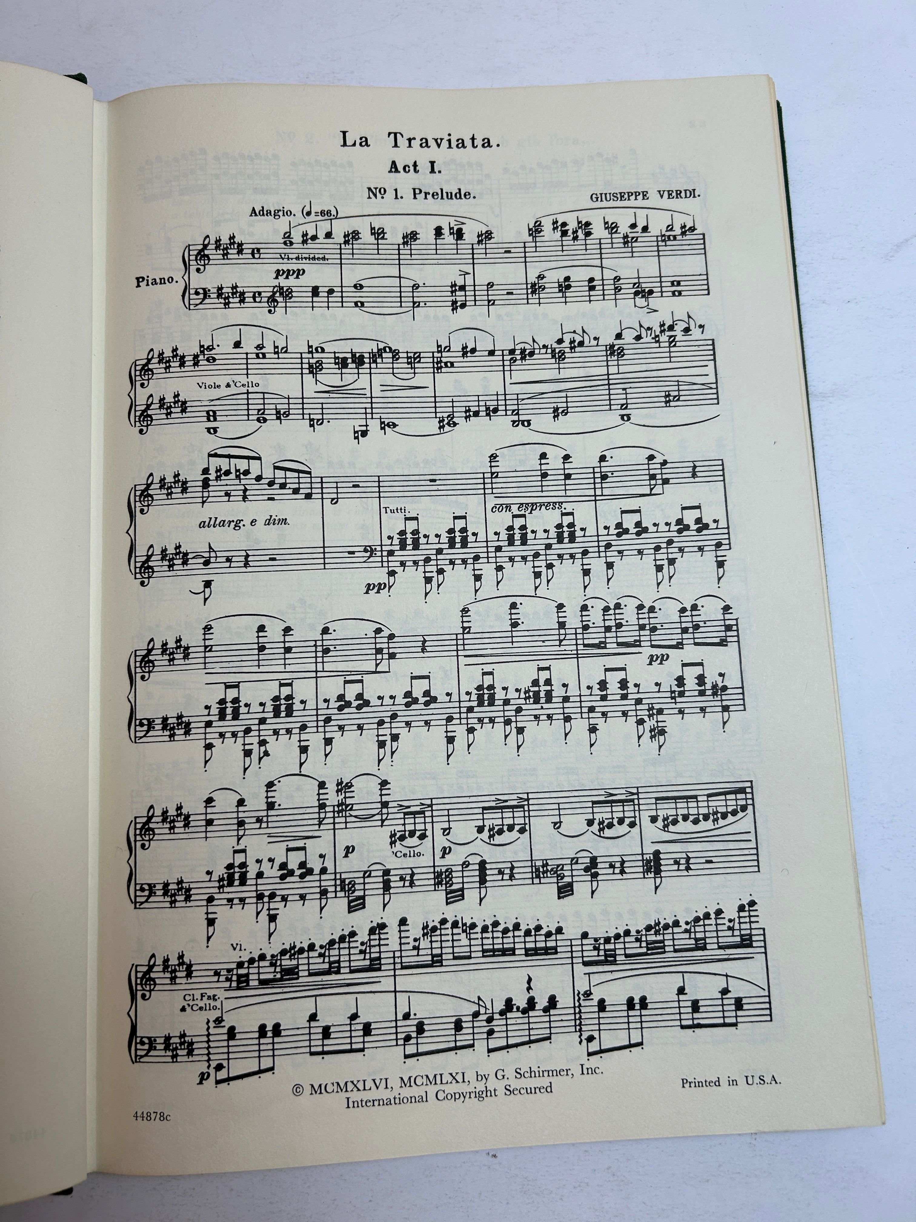 La Traviata by Verdi Bilingual Opera Score Schirmer HC