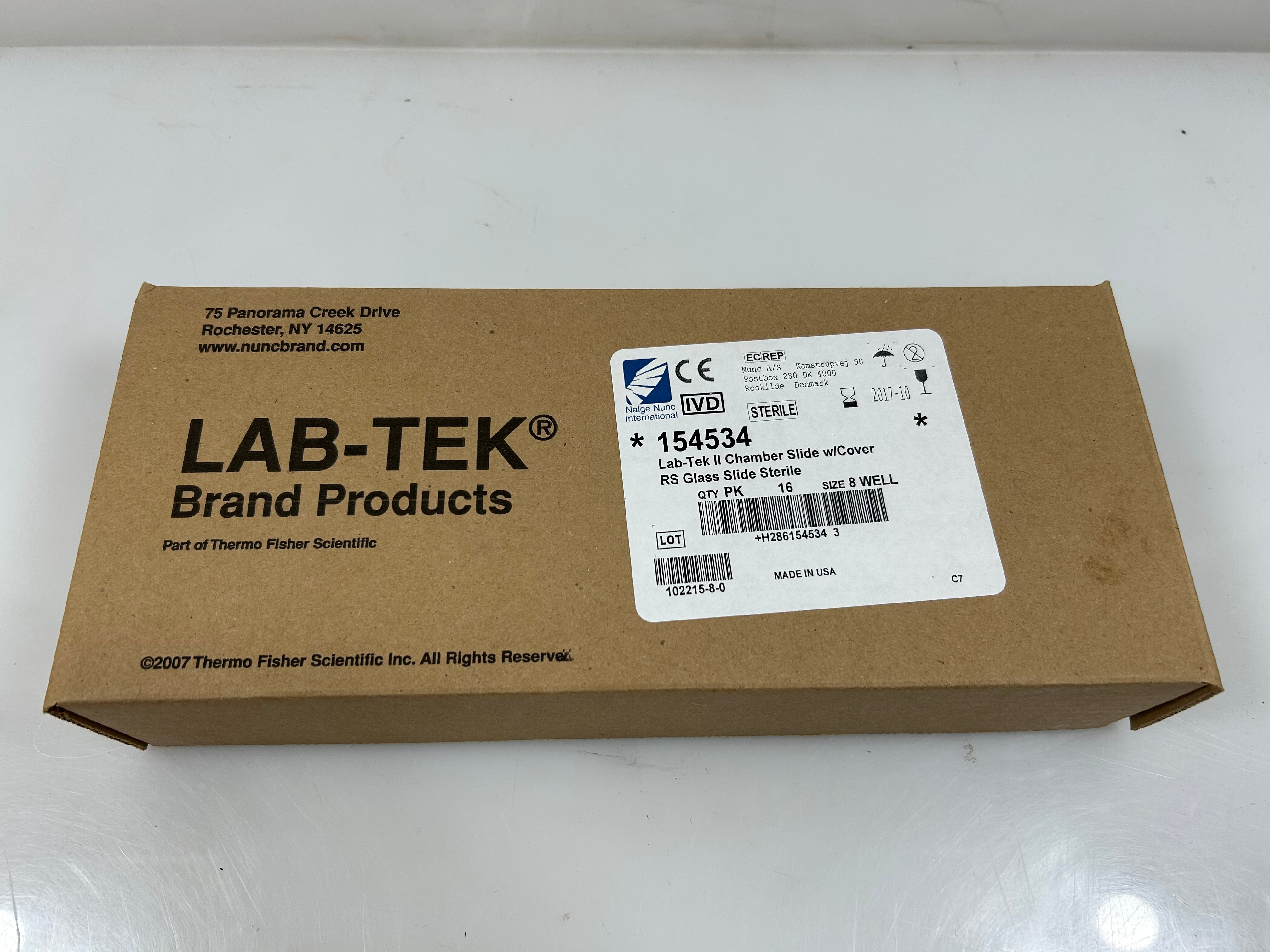 Lab-Tek II Chamber Slide w/ Cover RS Glass Slide Sterile *New in Package*