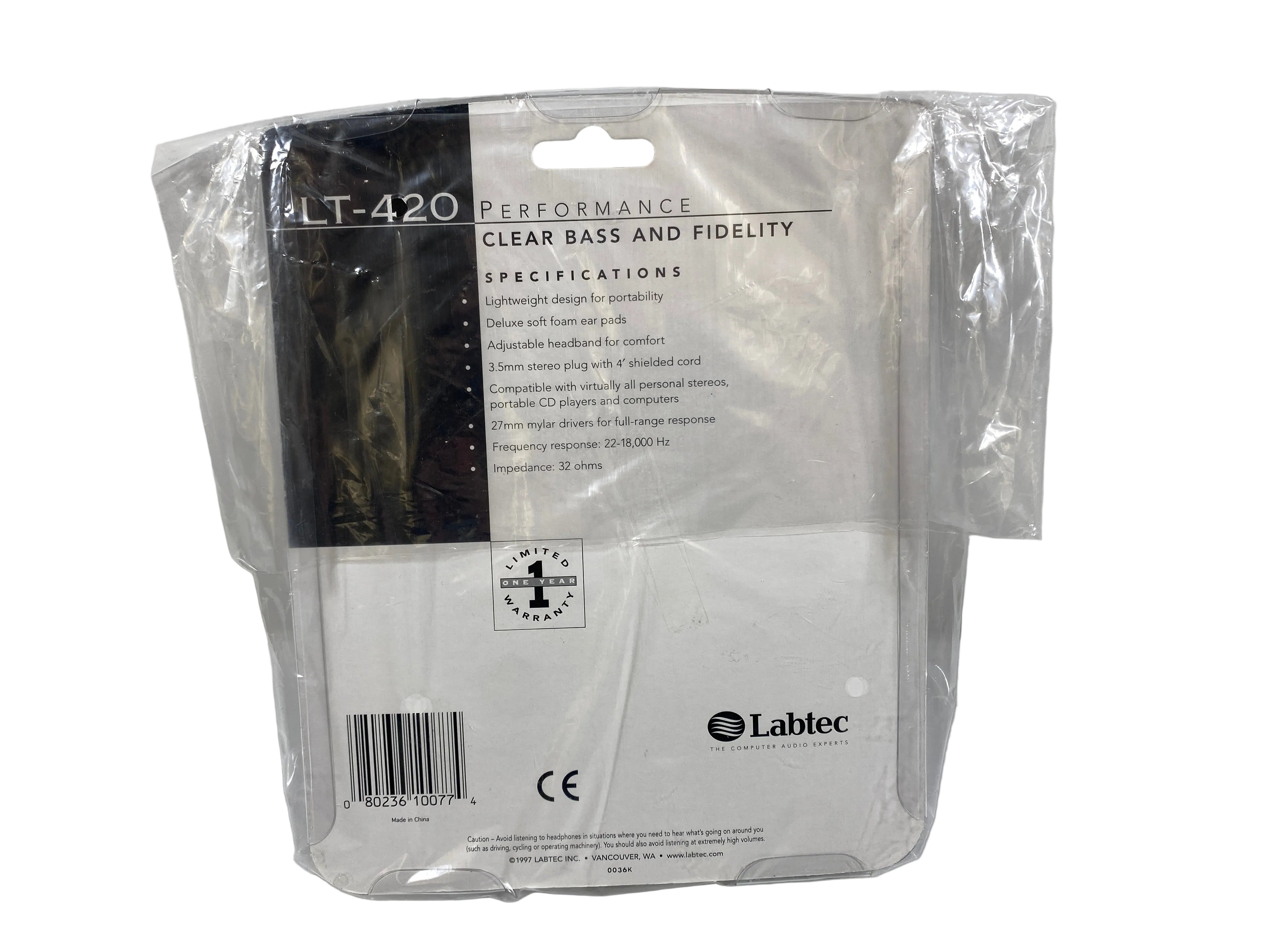 Labtec LT-420 Performance Series Clear Bass and Fidelity Headphones *NEW*