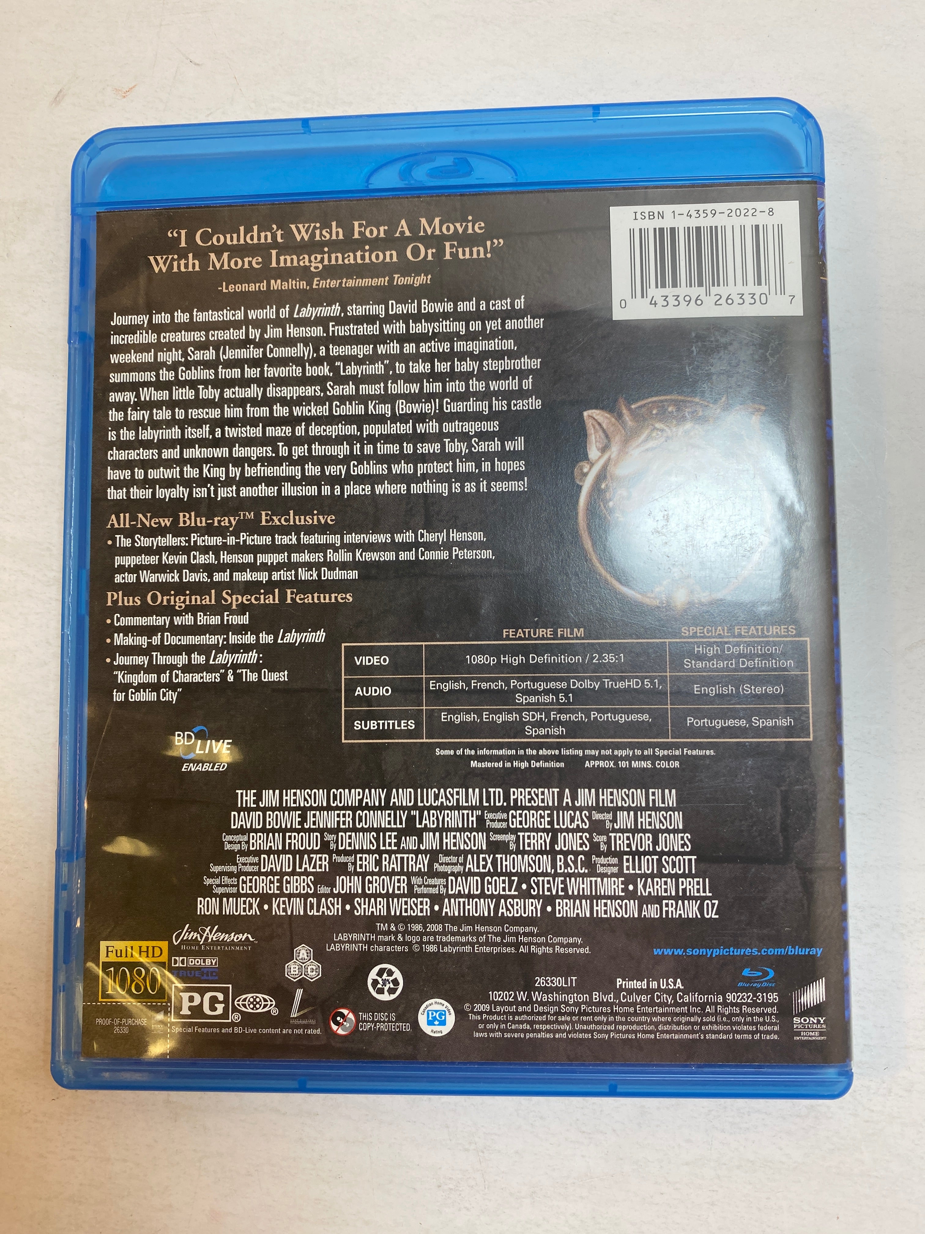 Labyrinth David Bowie Blu Ray 2008