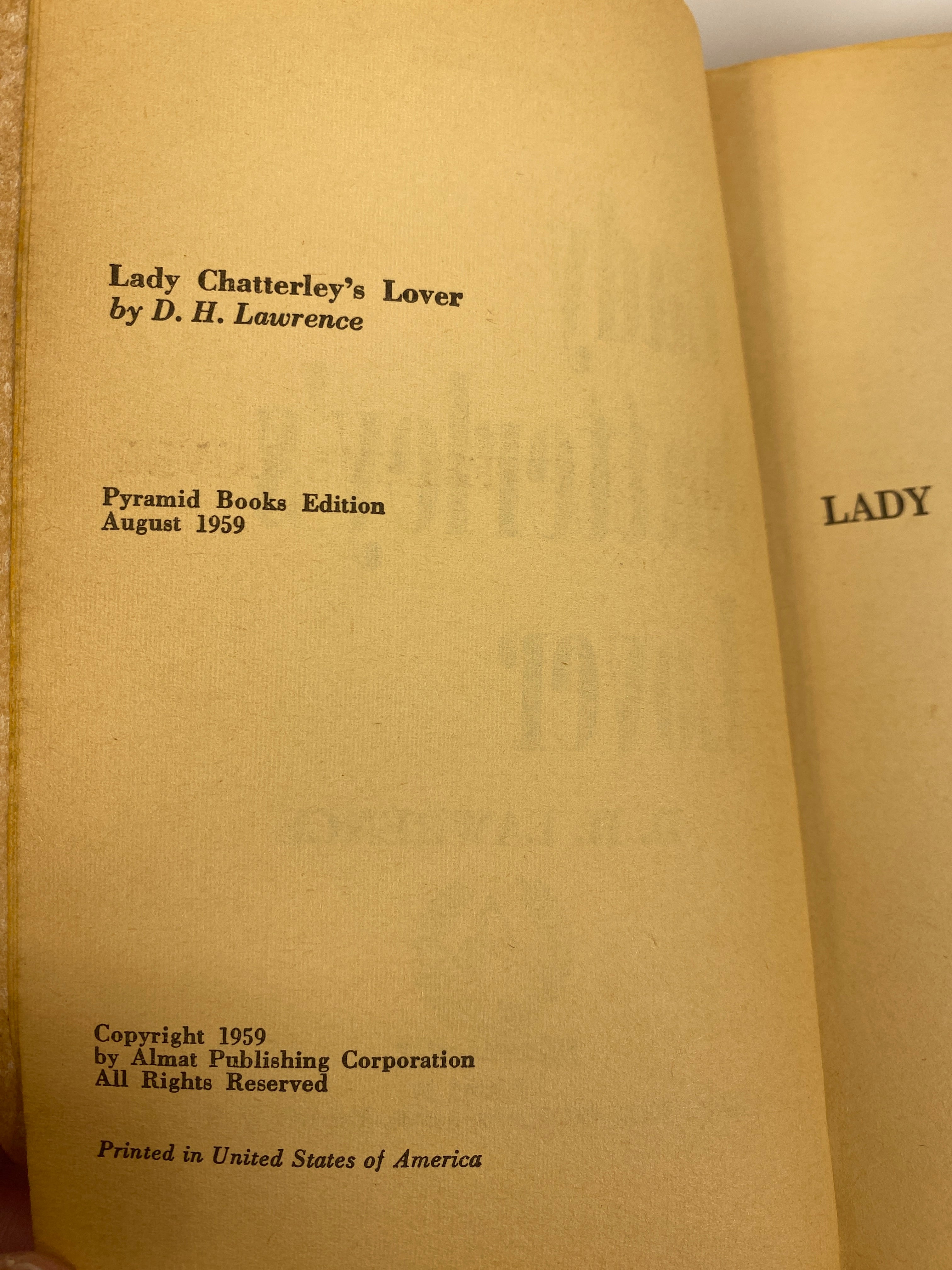 Lady Chatterley's Lover Unexpurgated paperback 1959