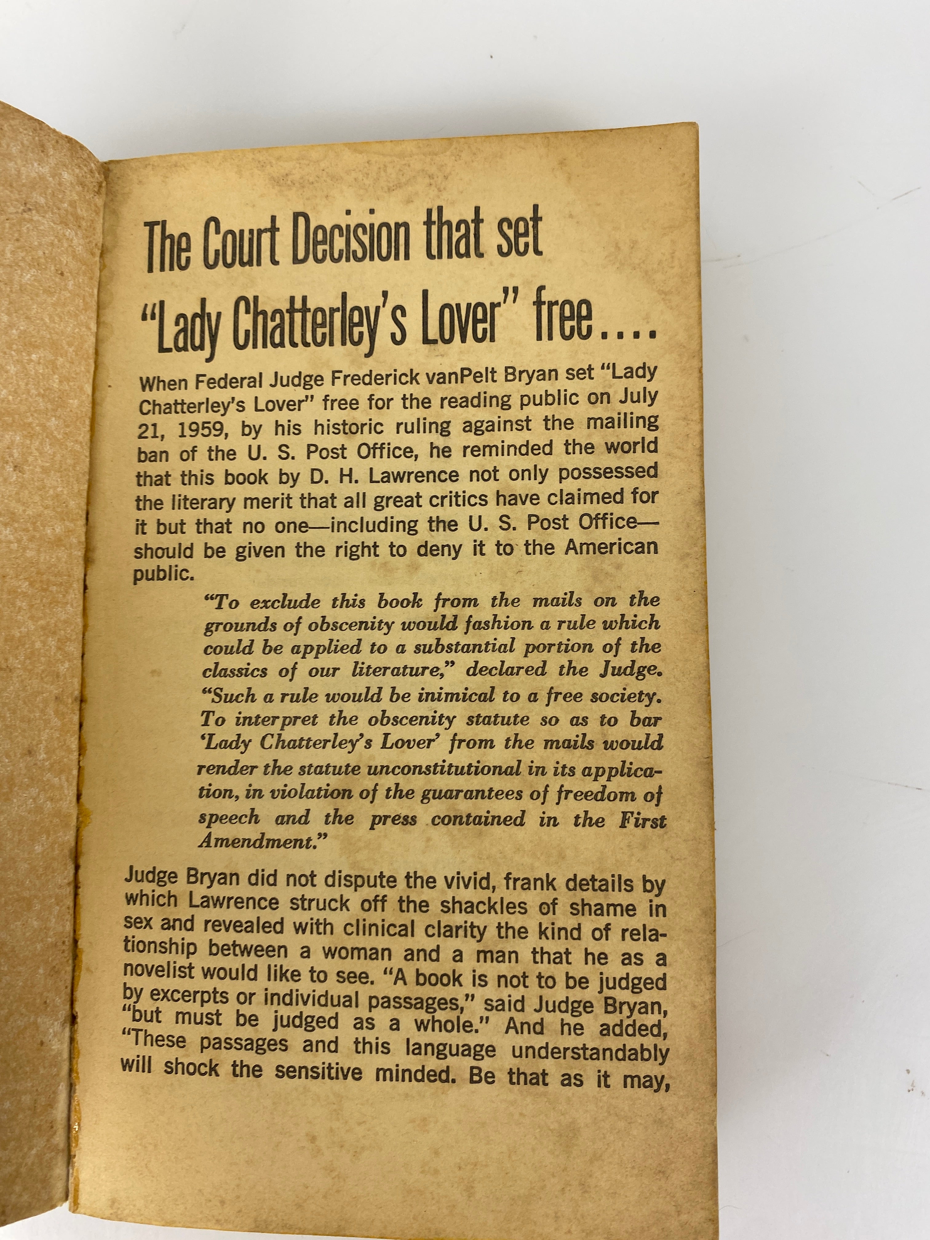 Lady Chatterley's Lover Unexpurgated paperback 1959