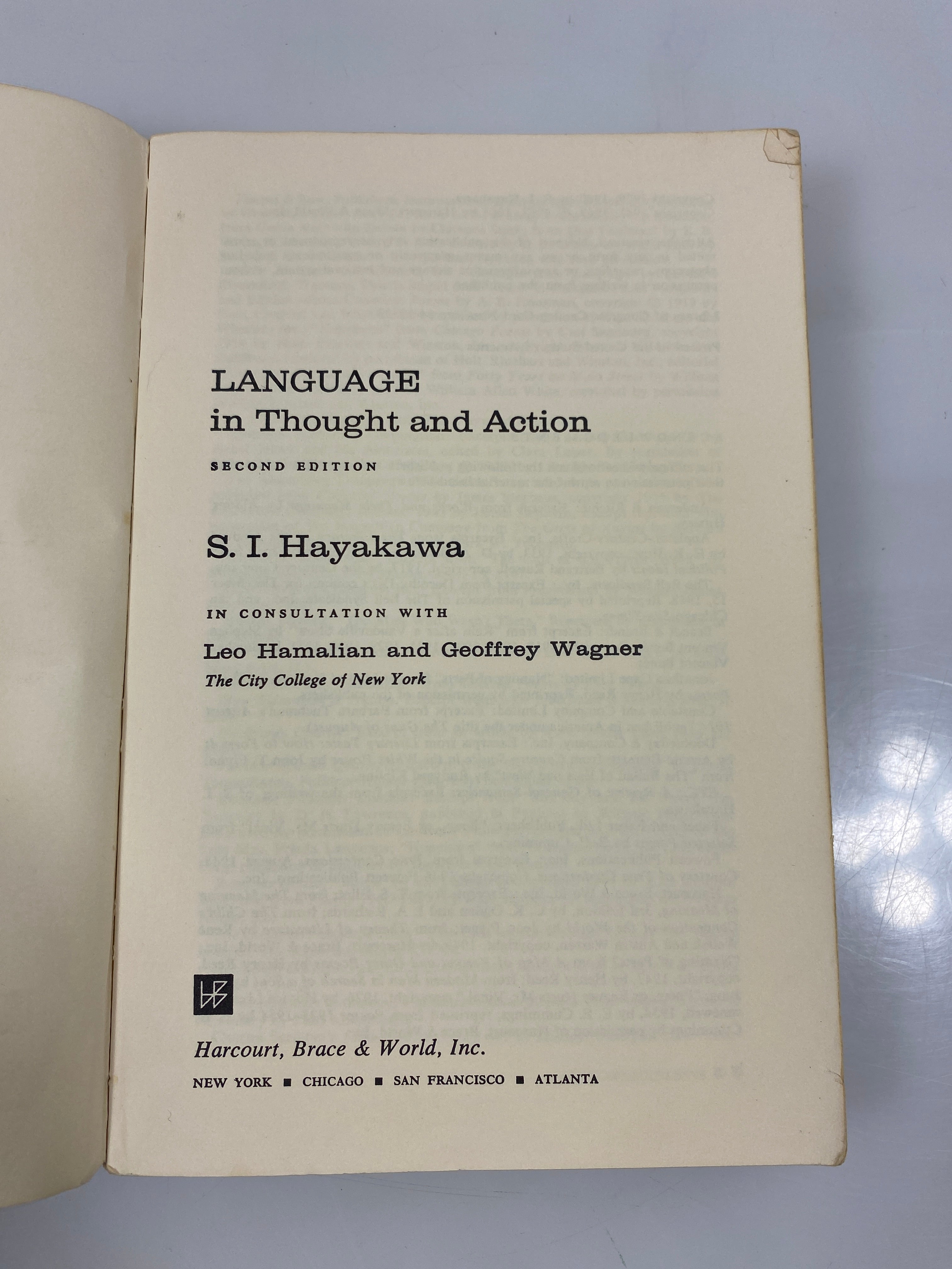 Language in Thought and Action by Hayakawa 1964 SC