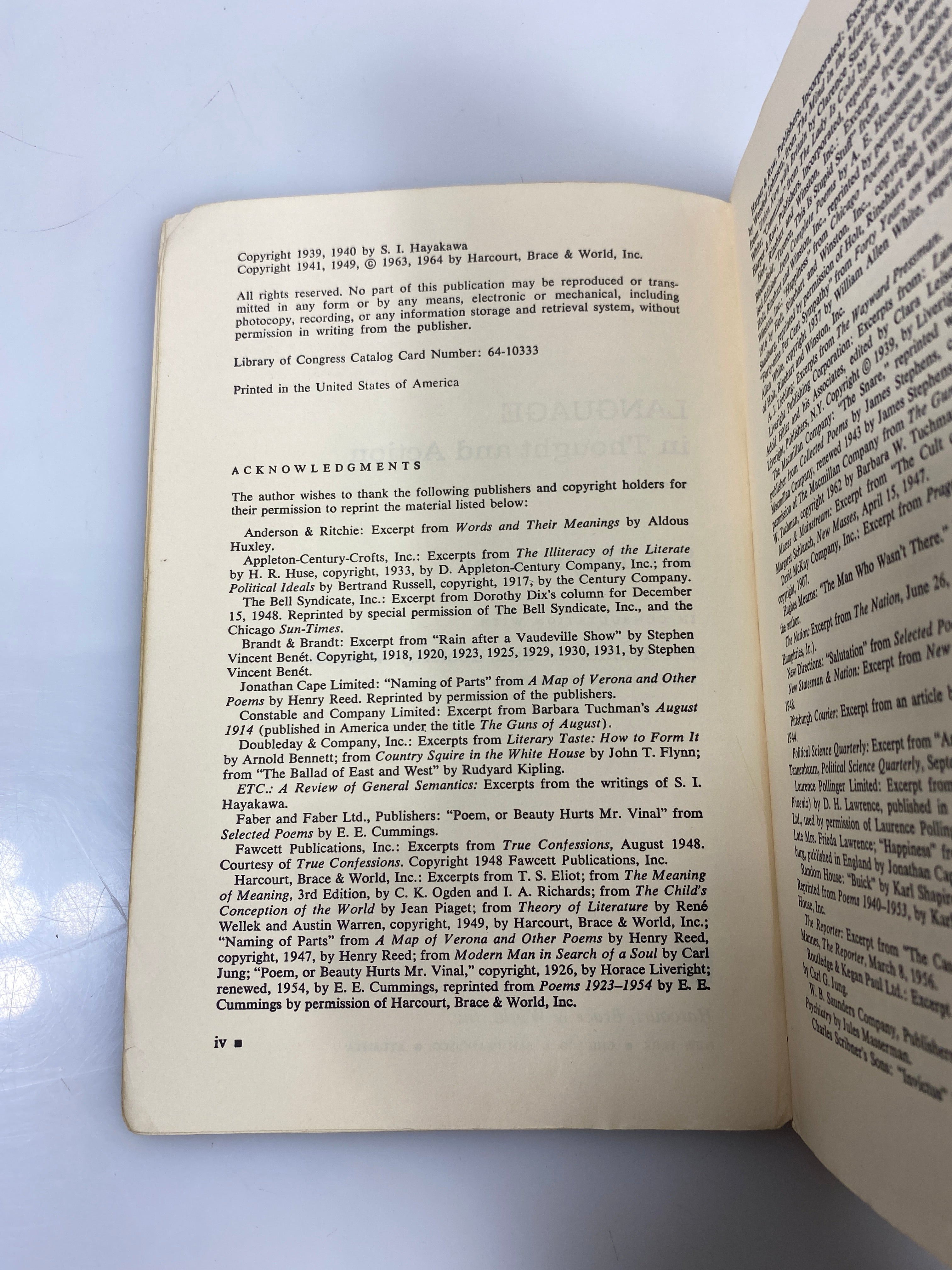 Language in Thought and Action by Hayakawa 1964 SC