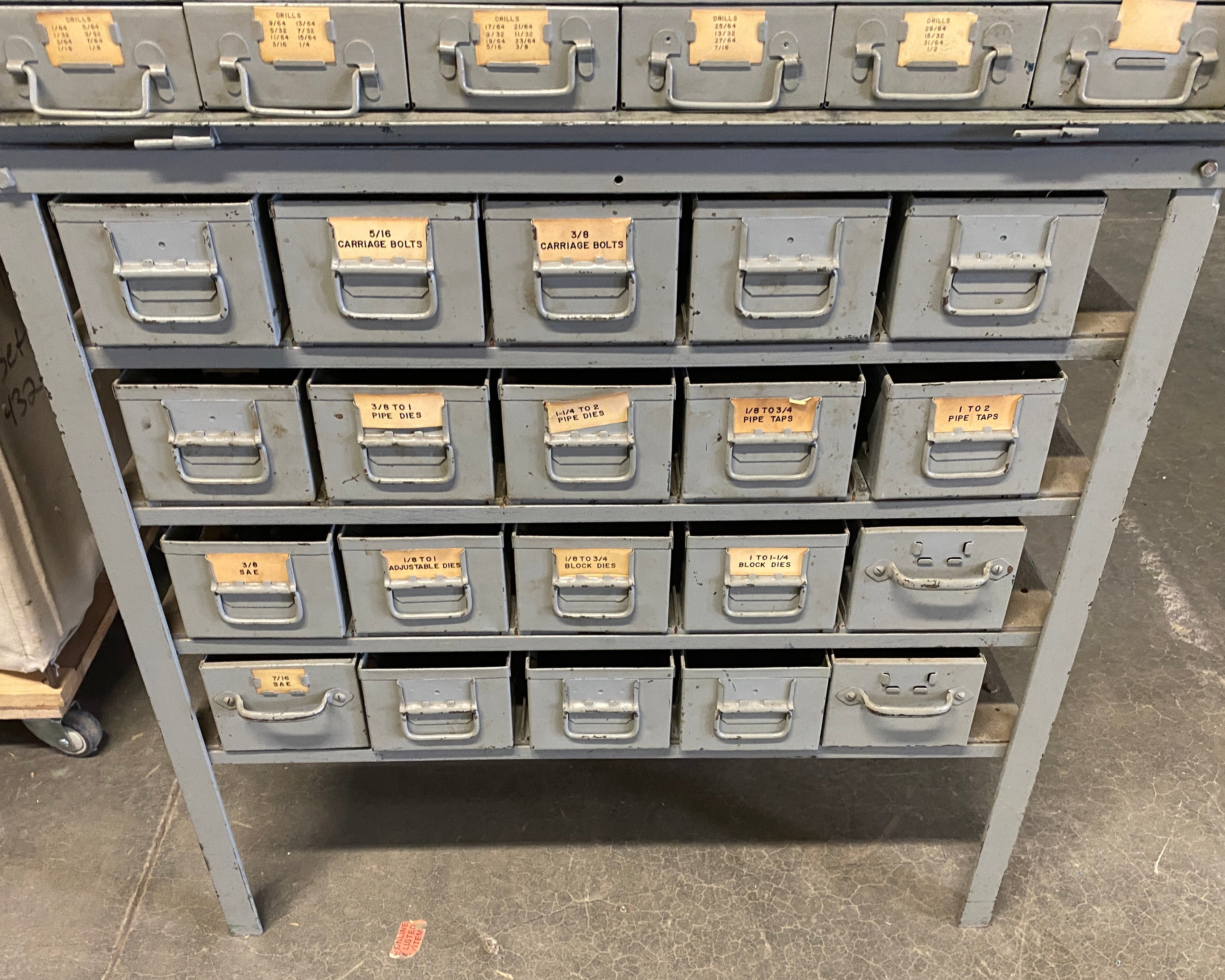 Large 56 Drawer Tiered Parts Cabinet/Drawers