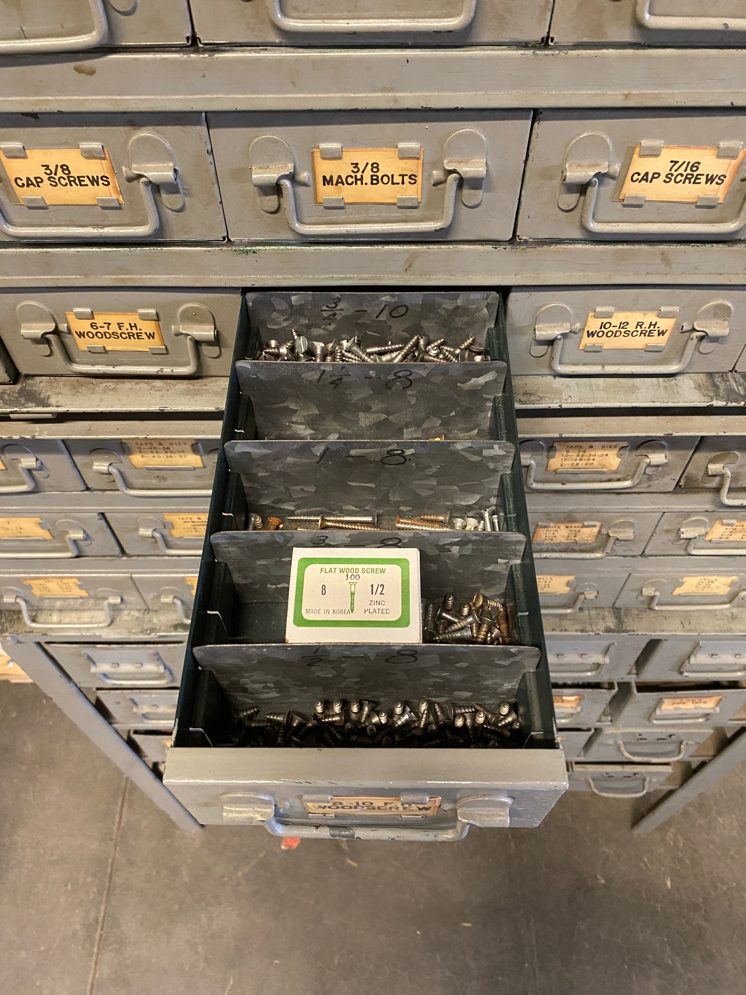 Large 56 Drawer Tiered Parts Cabinet/Drawers