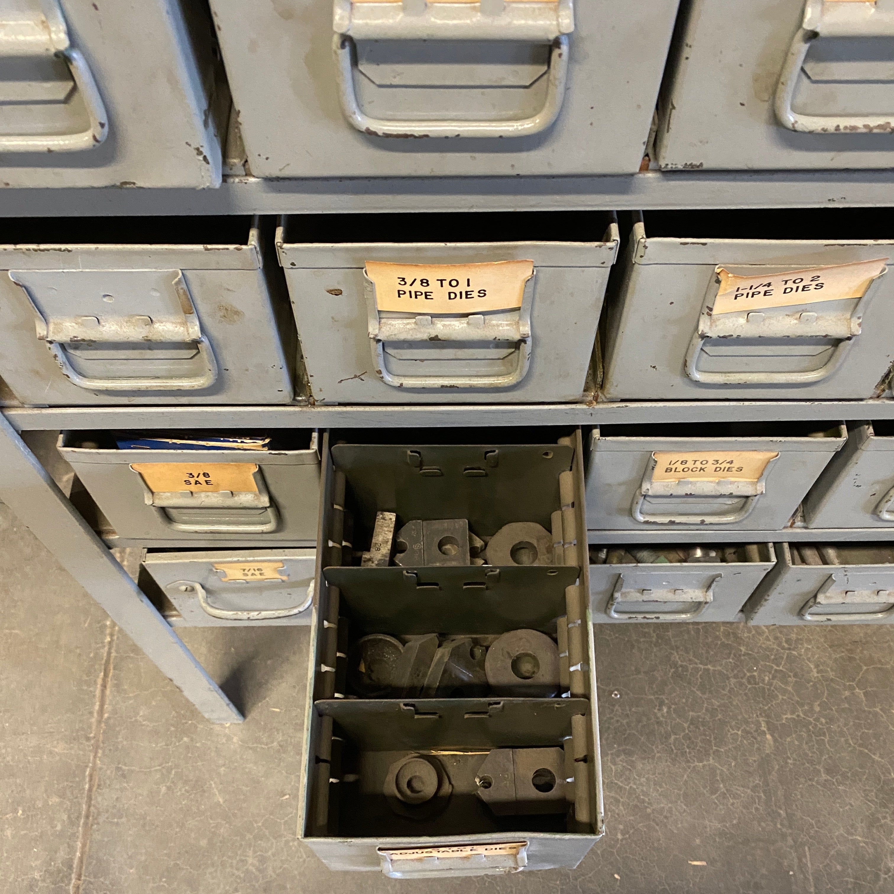 Large 56 Drawer Tiered Parts Cabinet/Drawers