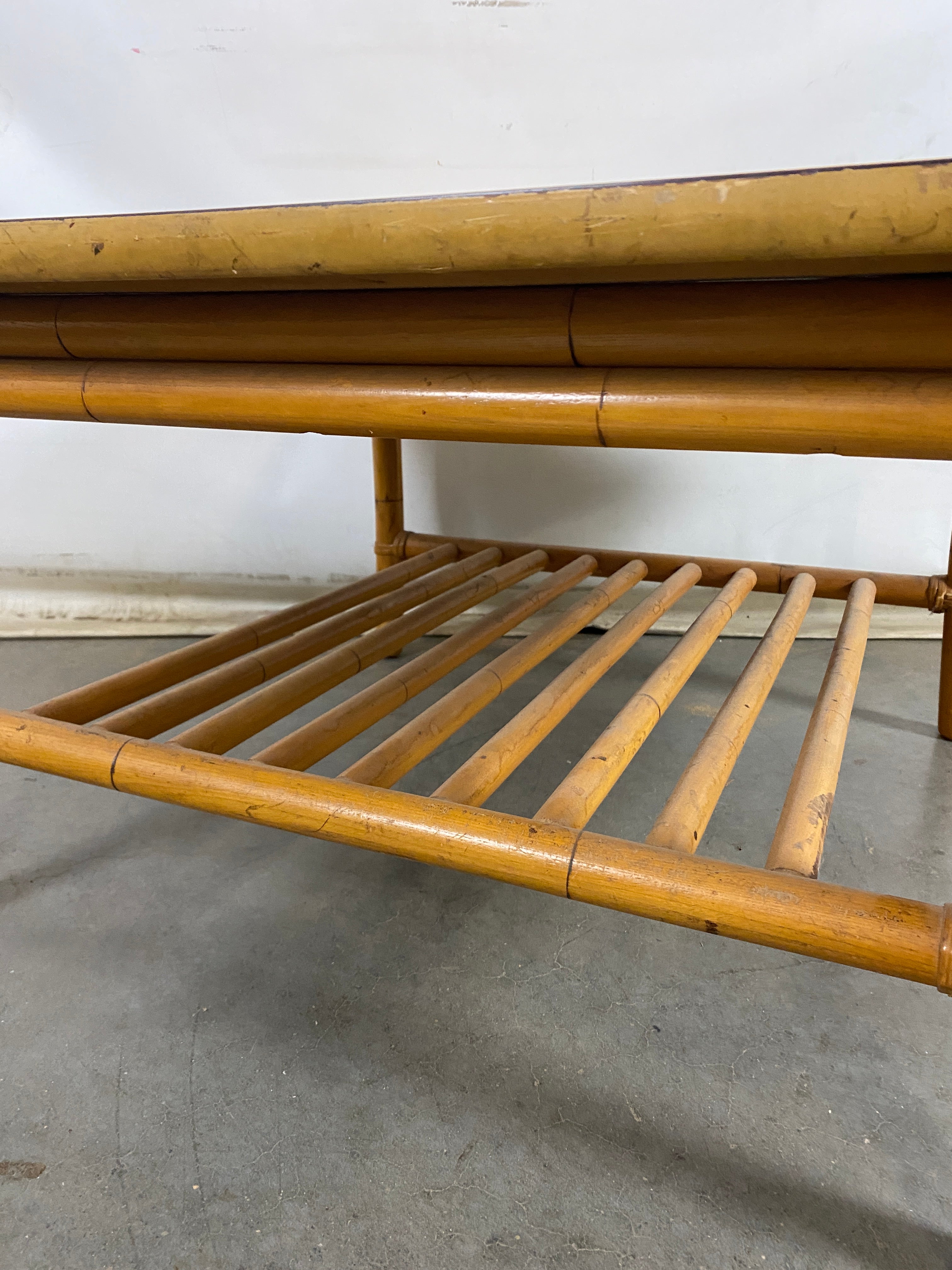 Large Bamboo-Like Wooden Table