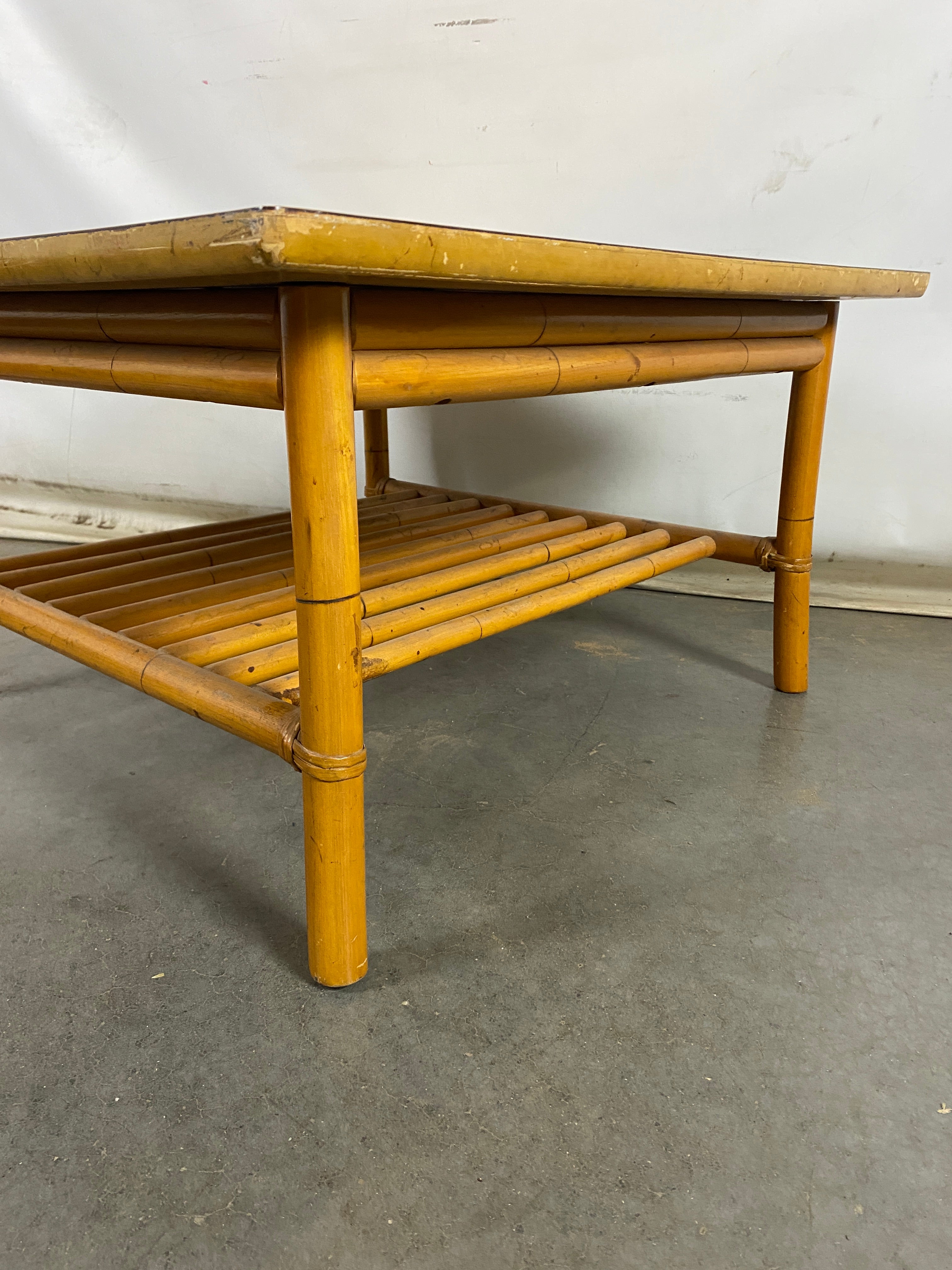 Large Bamboo-Like Wooden Table