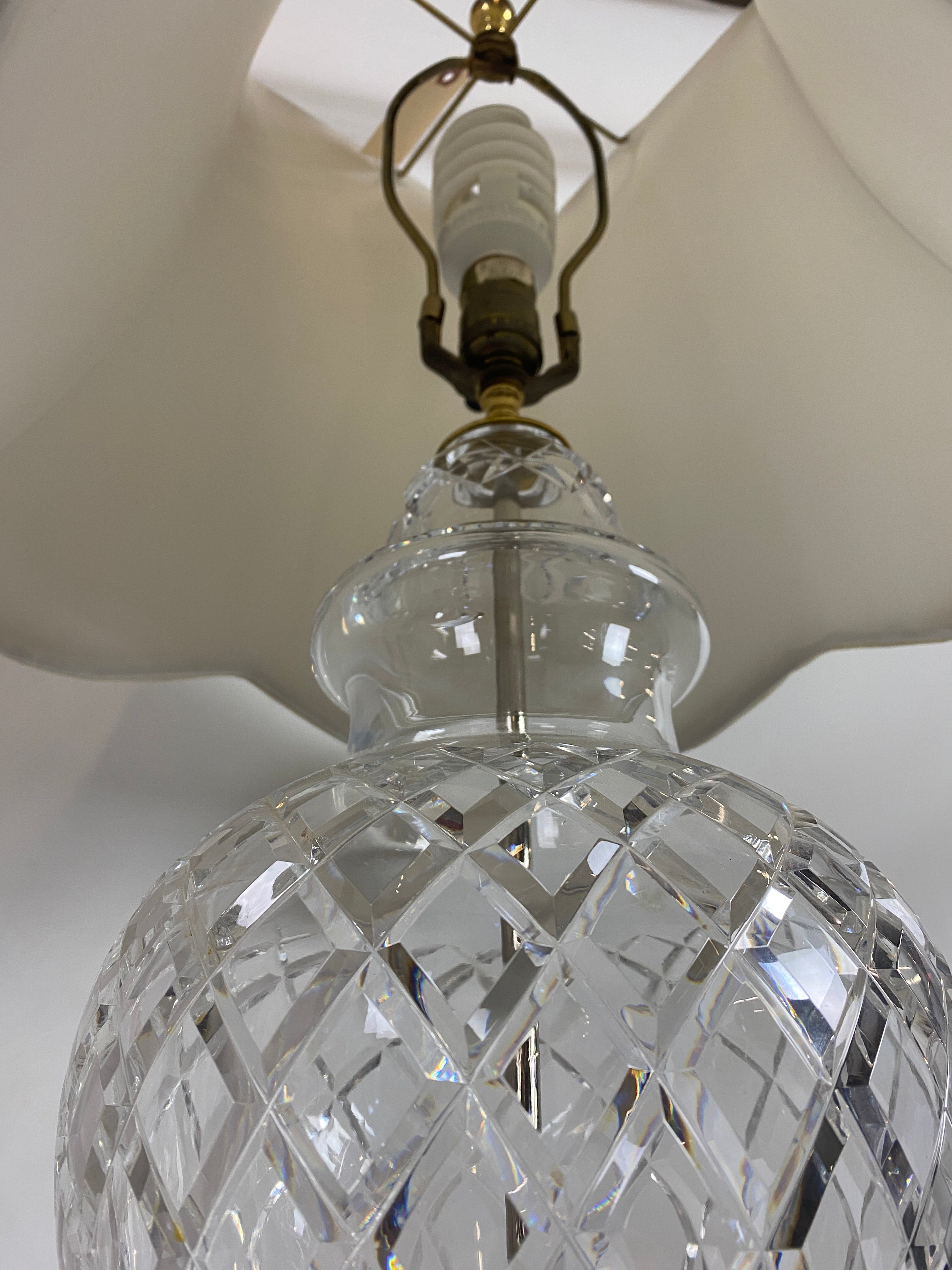 Large Crystal and Brass Lamp