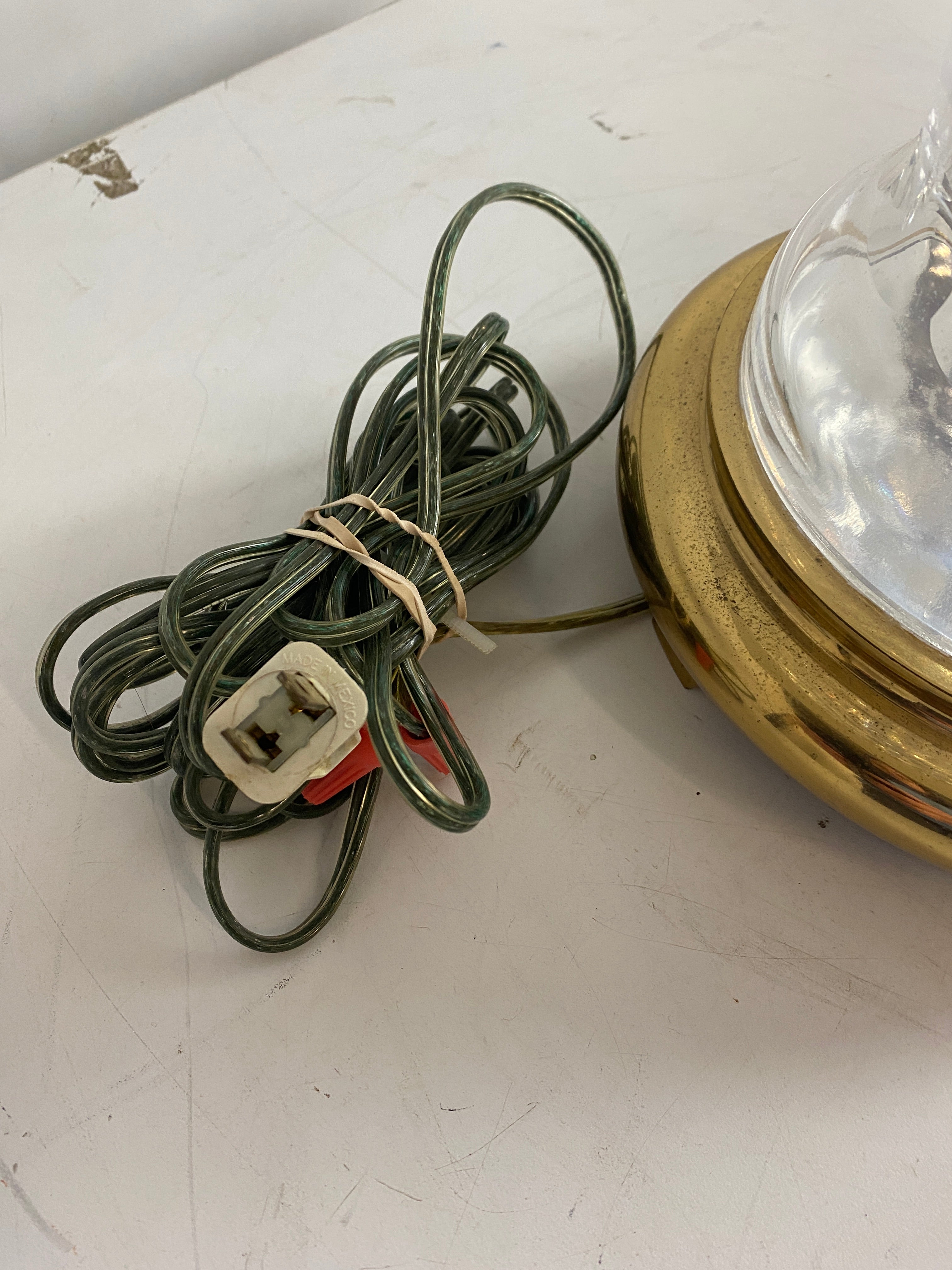 Large Crystal and Brass Lamp