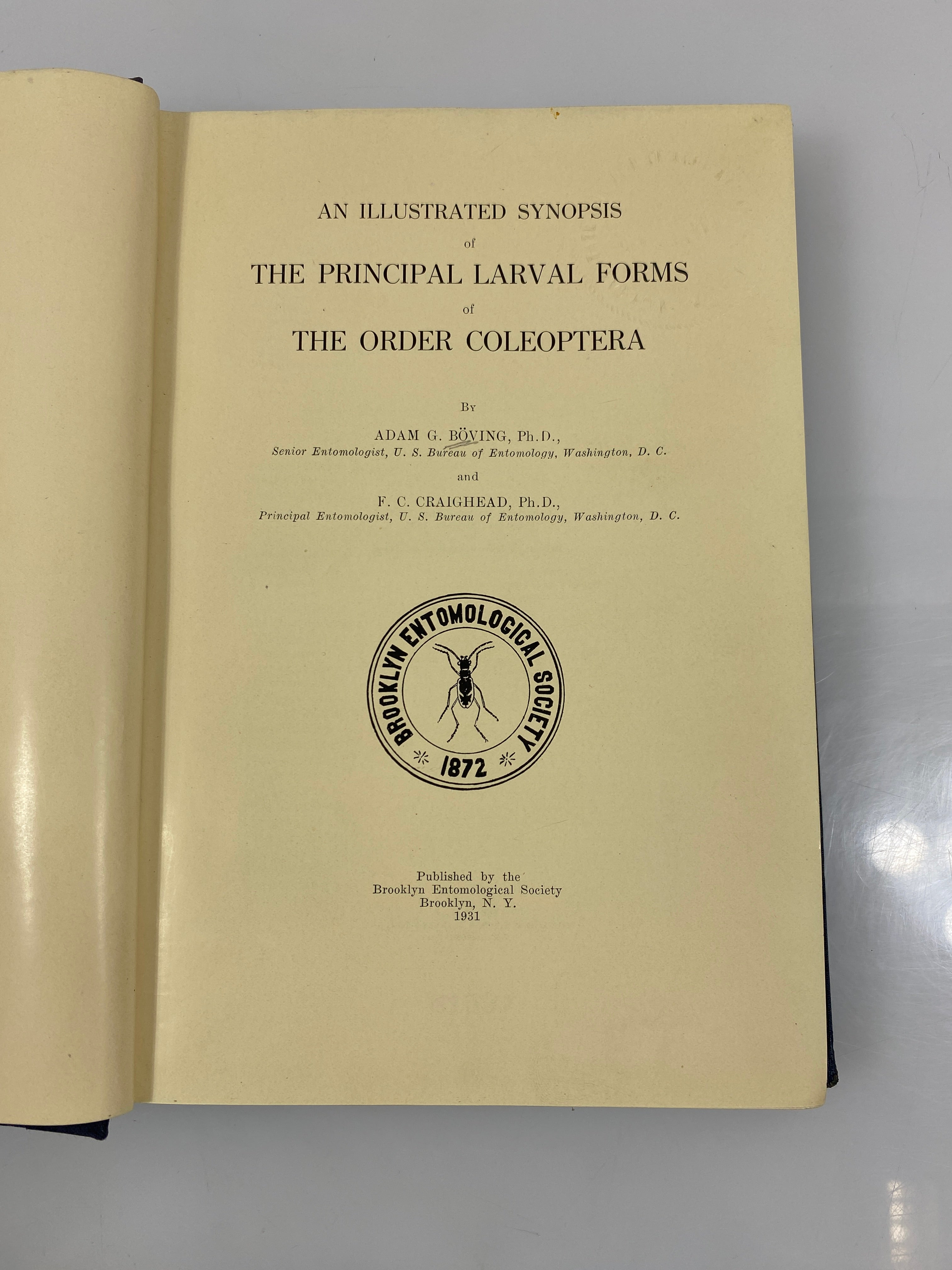 Larvae of Coleoptera by Boving/Craighead Ex-library 1931 HC
