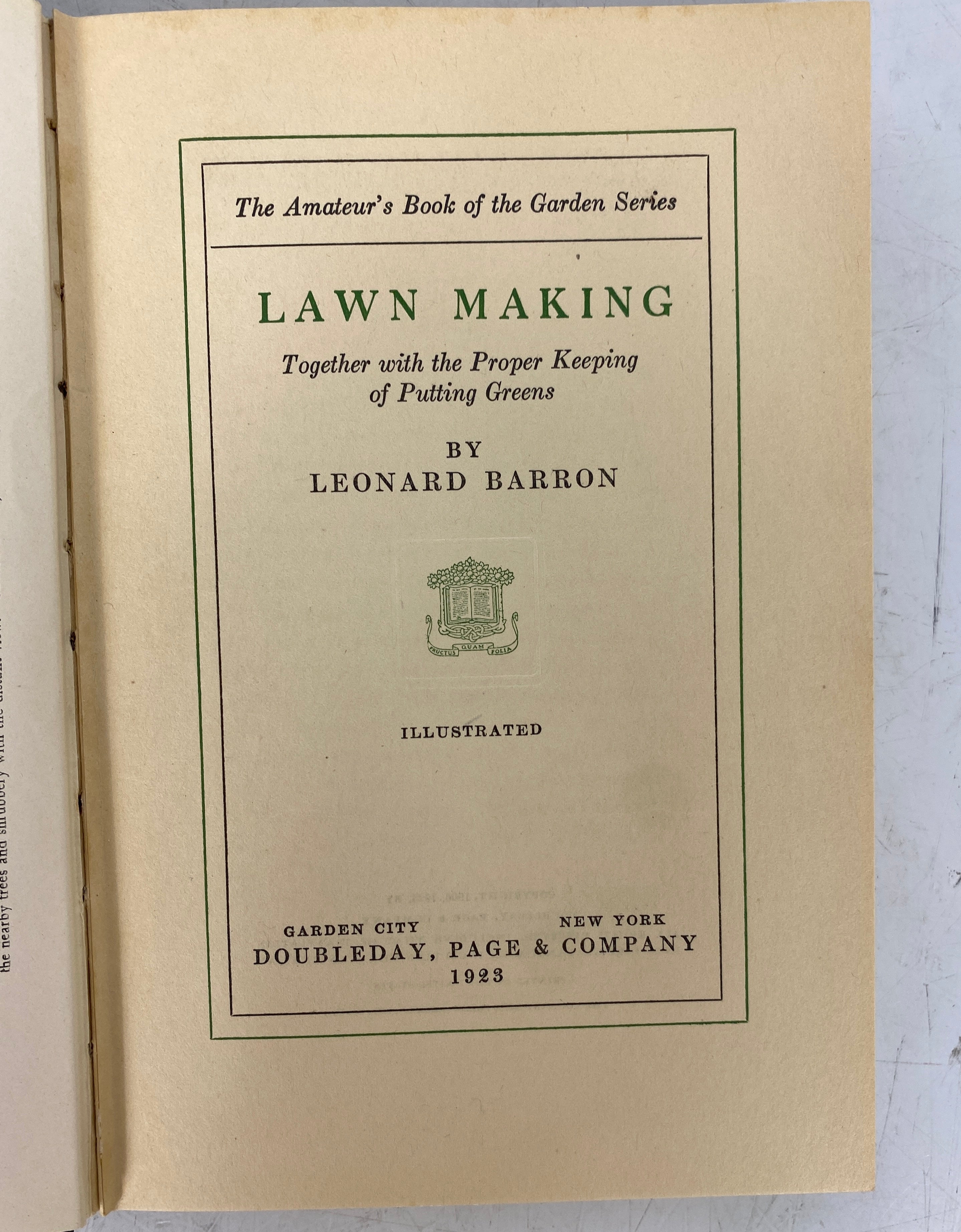 Lawn-Making by Leonard Barron 1923 Antique HC DJ