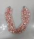 Layered Pink Bead Set Clasp Necklace