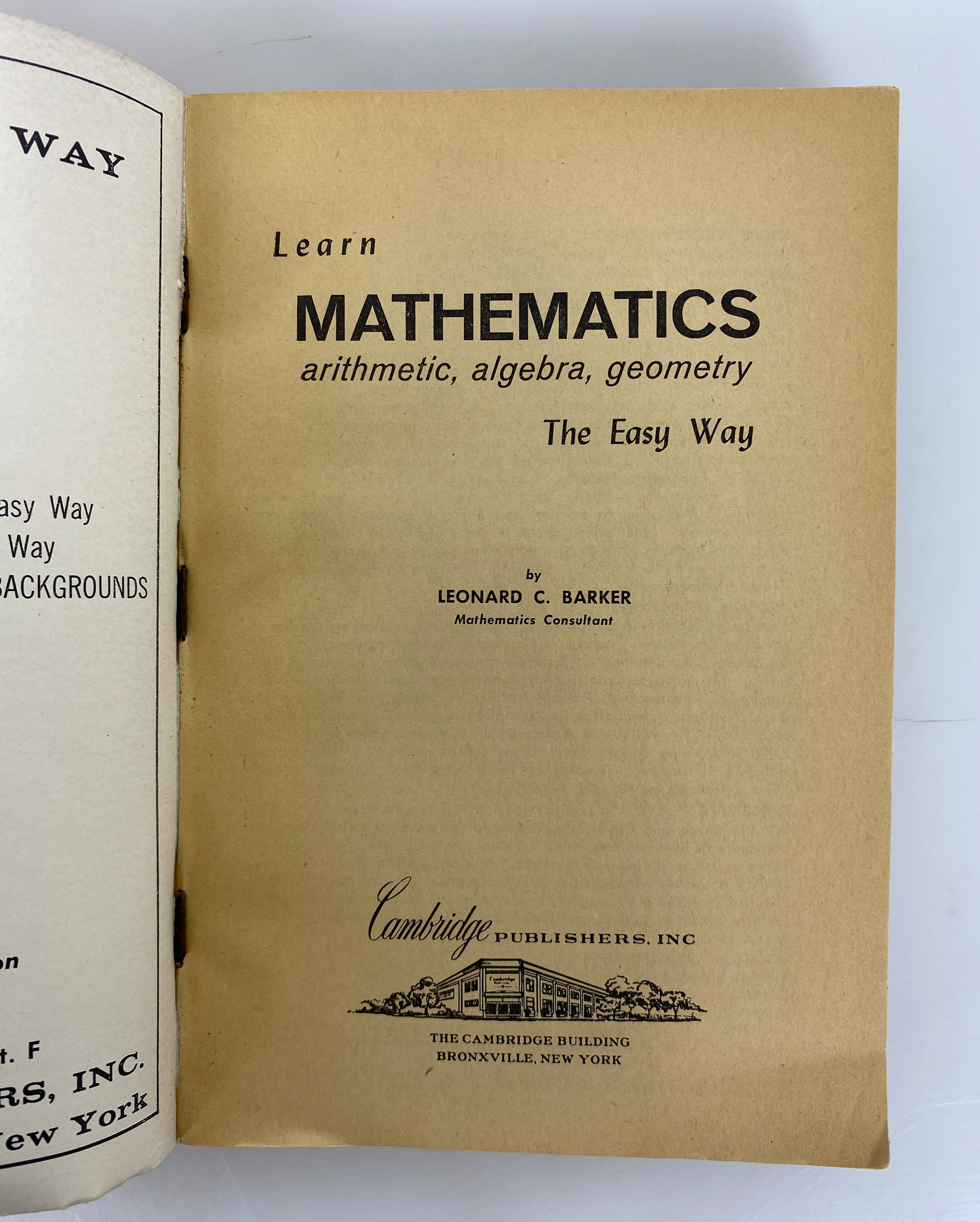 Learn Mathematics The Easy Way by Leonard Barker 1957 Vintage SC