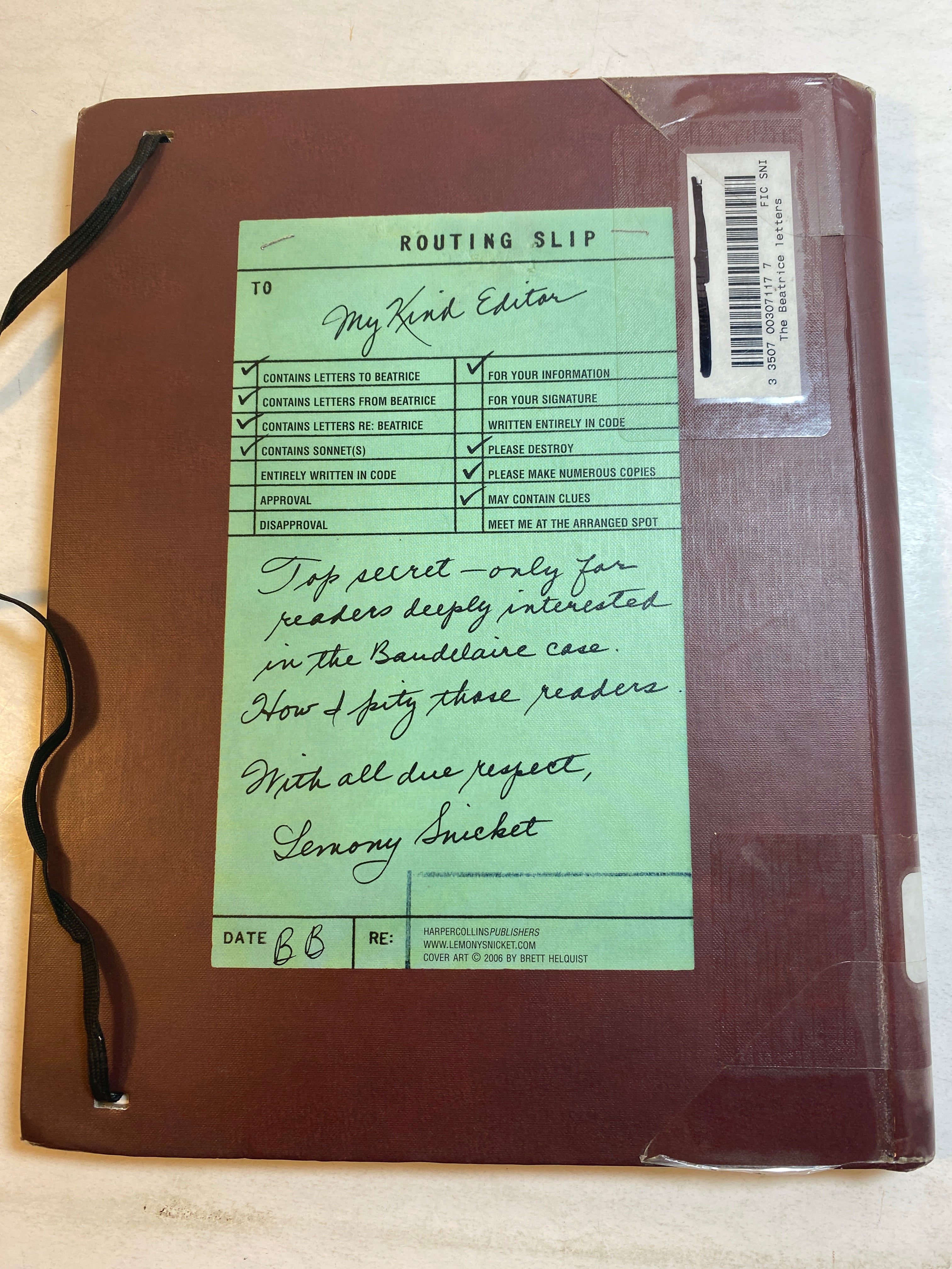 Lemony Snicket Beatrice Letters 2006