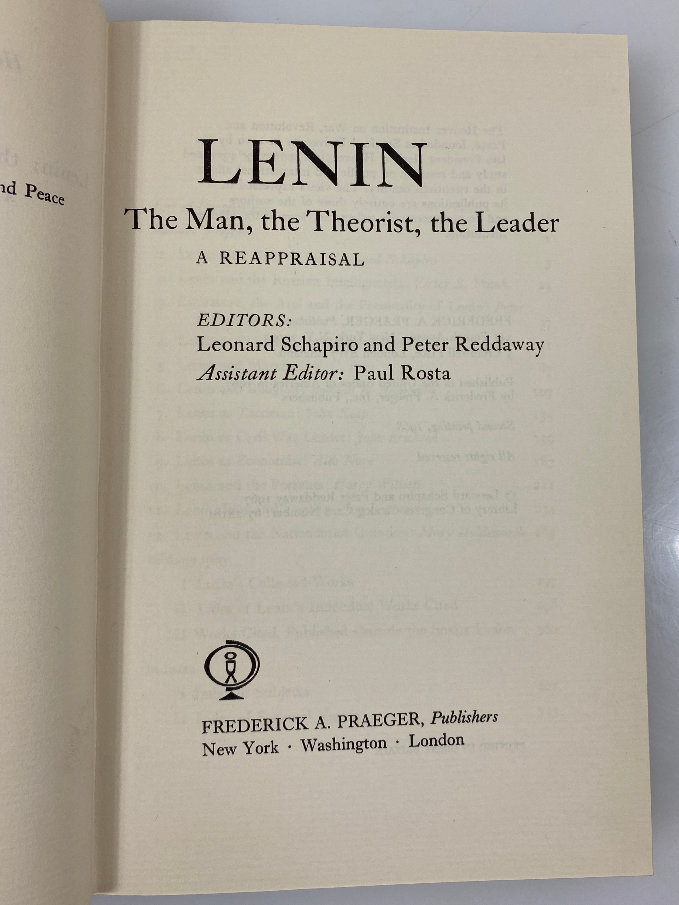 Lenin A Reappraisal by Schapiro and Reddaway 1968 HC DJ