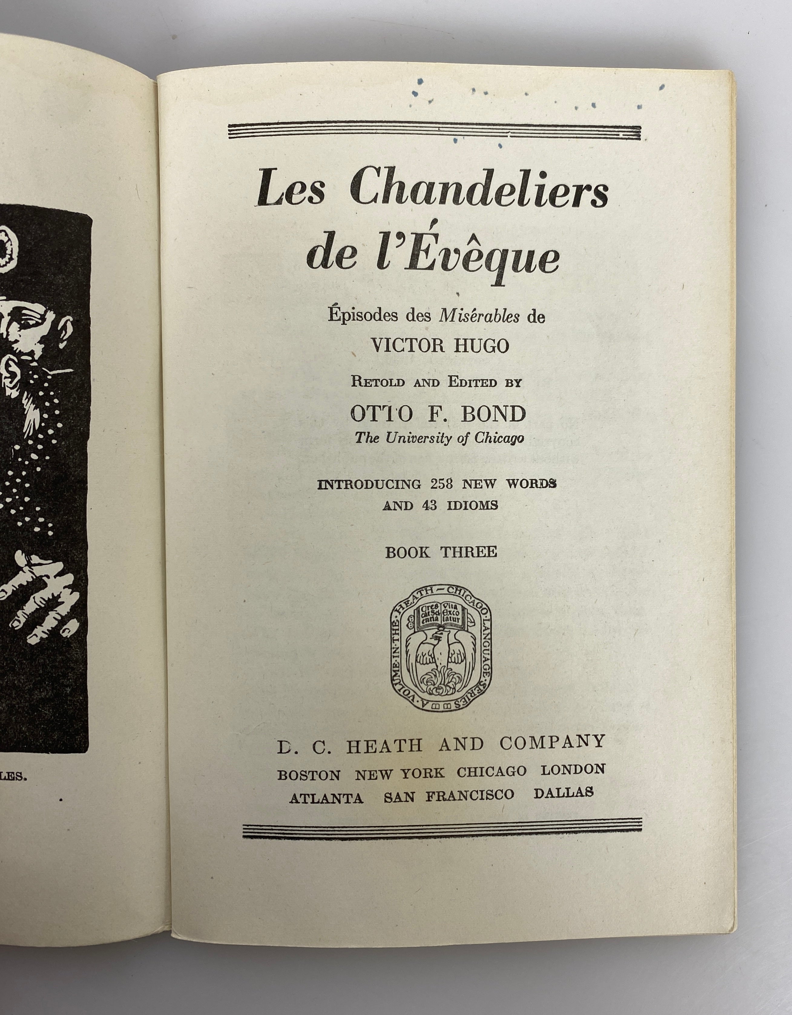 Les Chandeliers de l'Eveque by Otto Bond Graded French Reader III 1936 SC