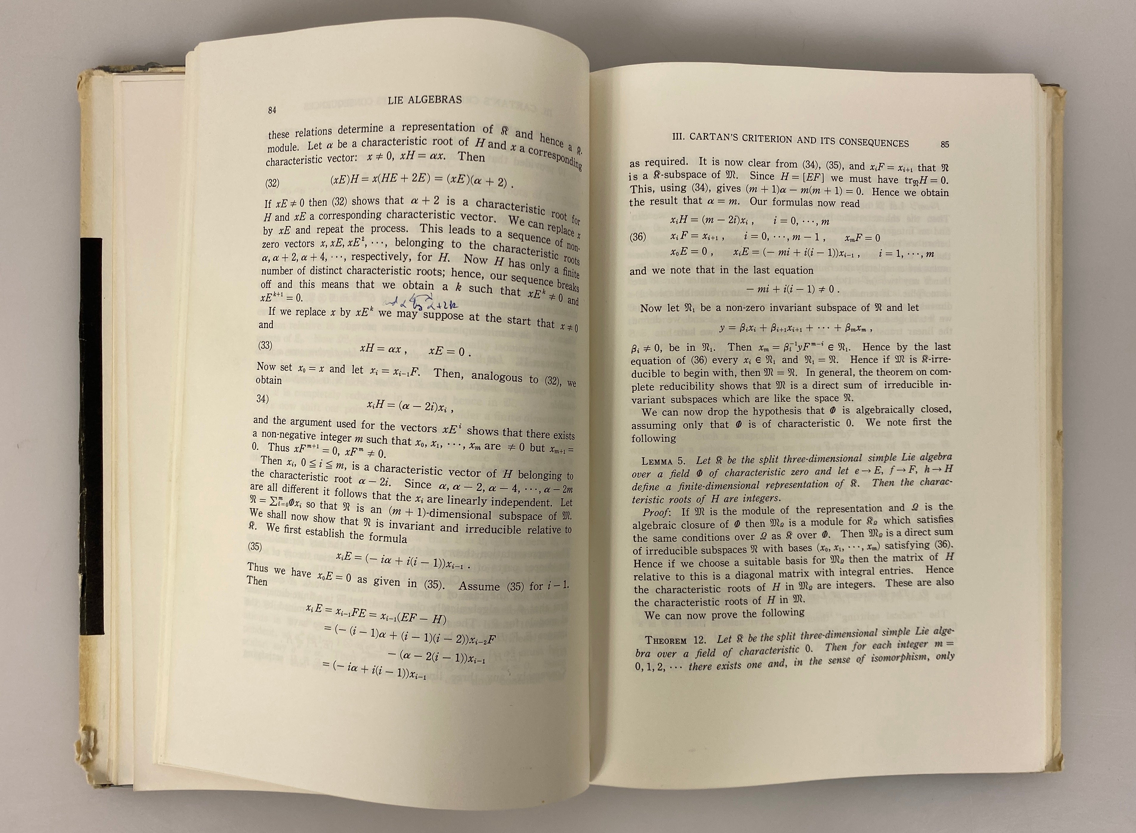 Lie Algebras by Nathan Jacobson 1962 Interscience Tracts 10 HC DJ