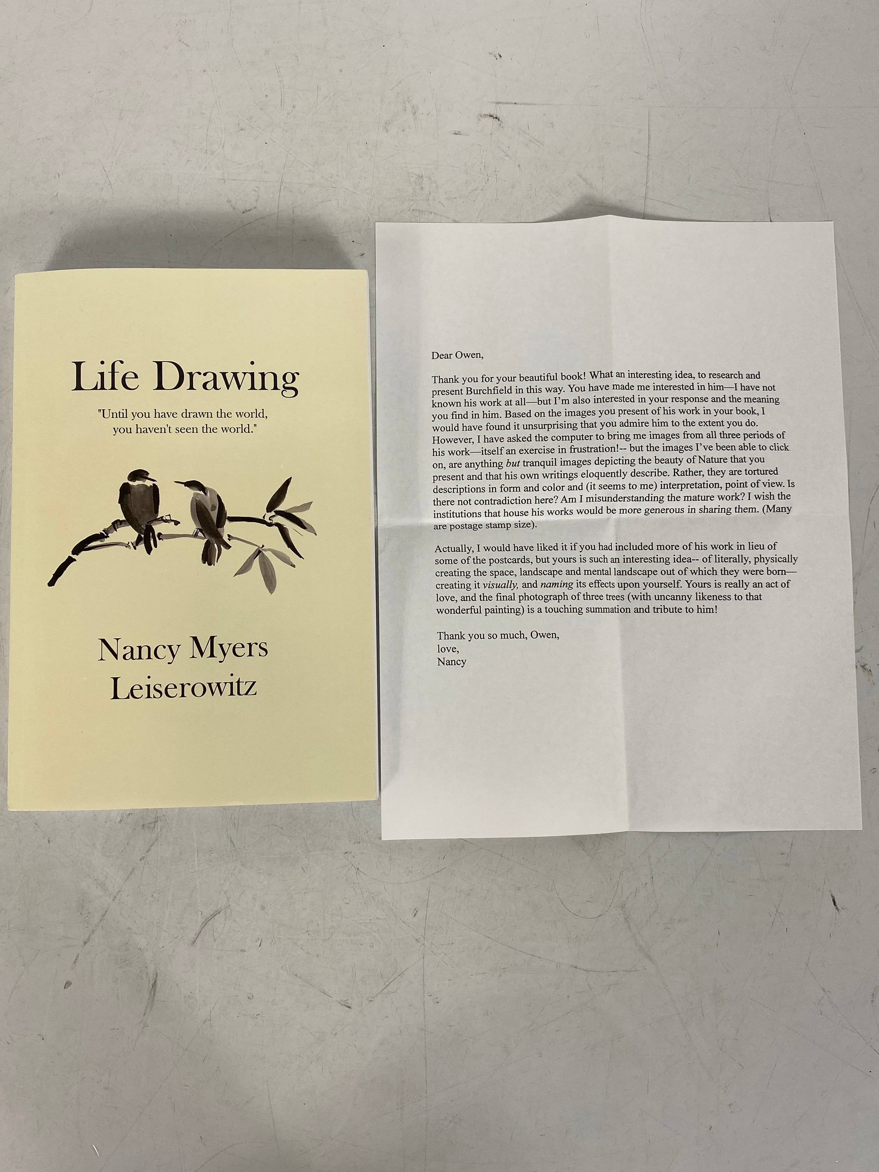 Life Drawing by Nancy Myers Leiserowitz 2024 Signed/Inscribed w Letter SC