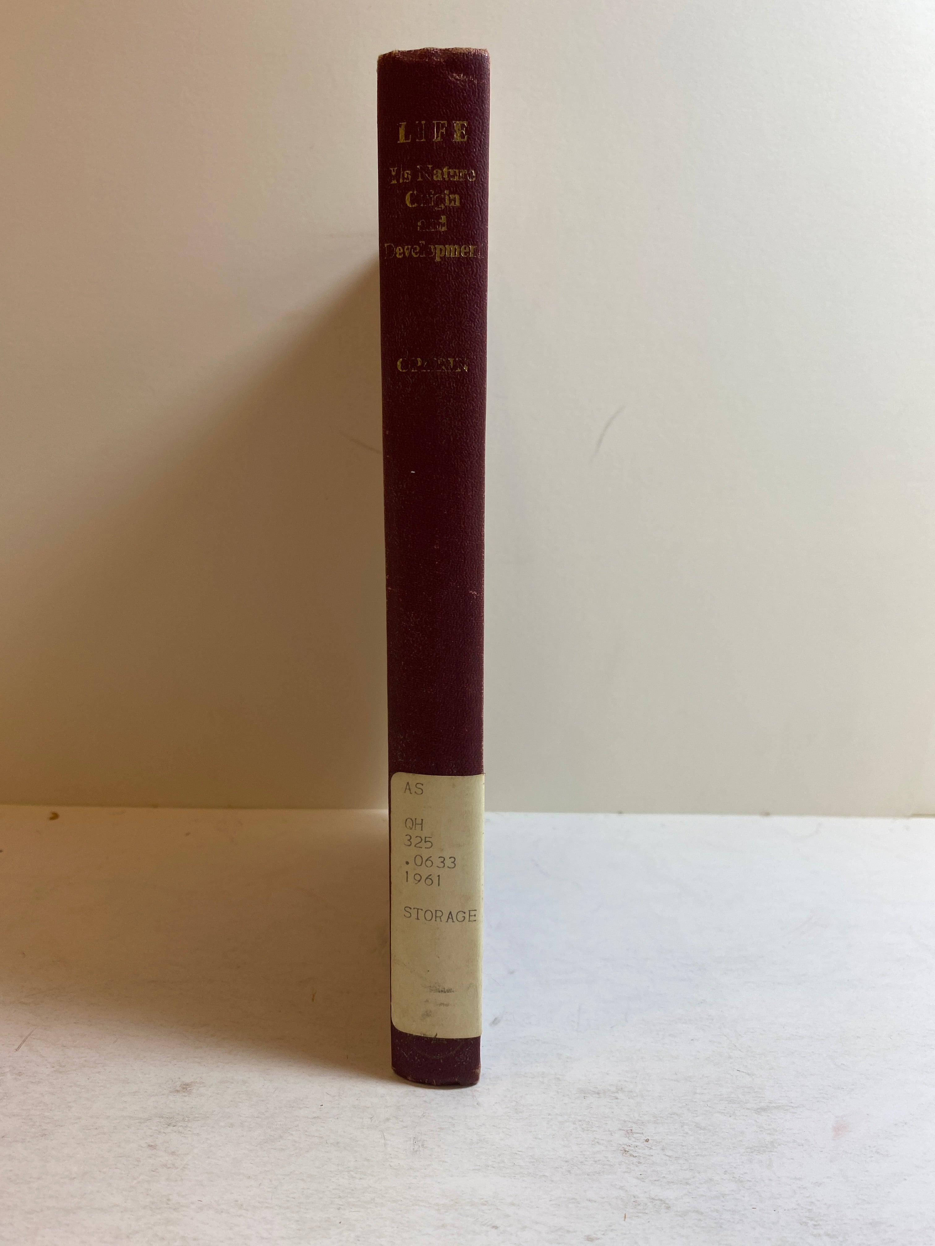 Life Its Nature Origin and Development by A.I. Oparin 1961 Ex-Library HC
