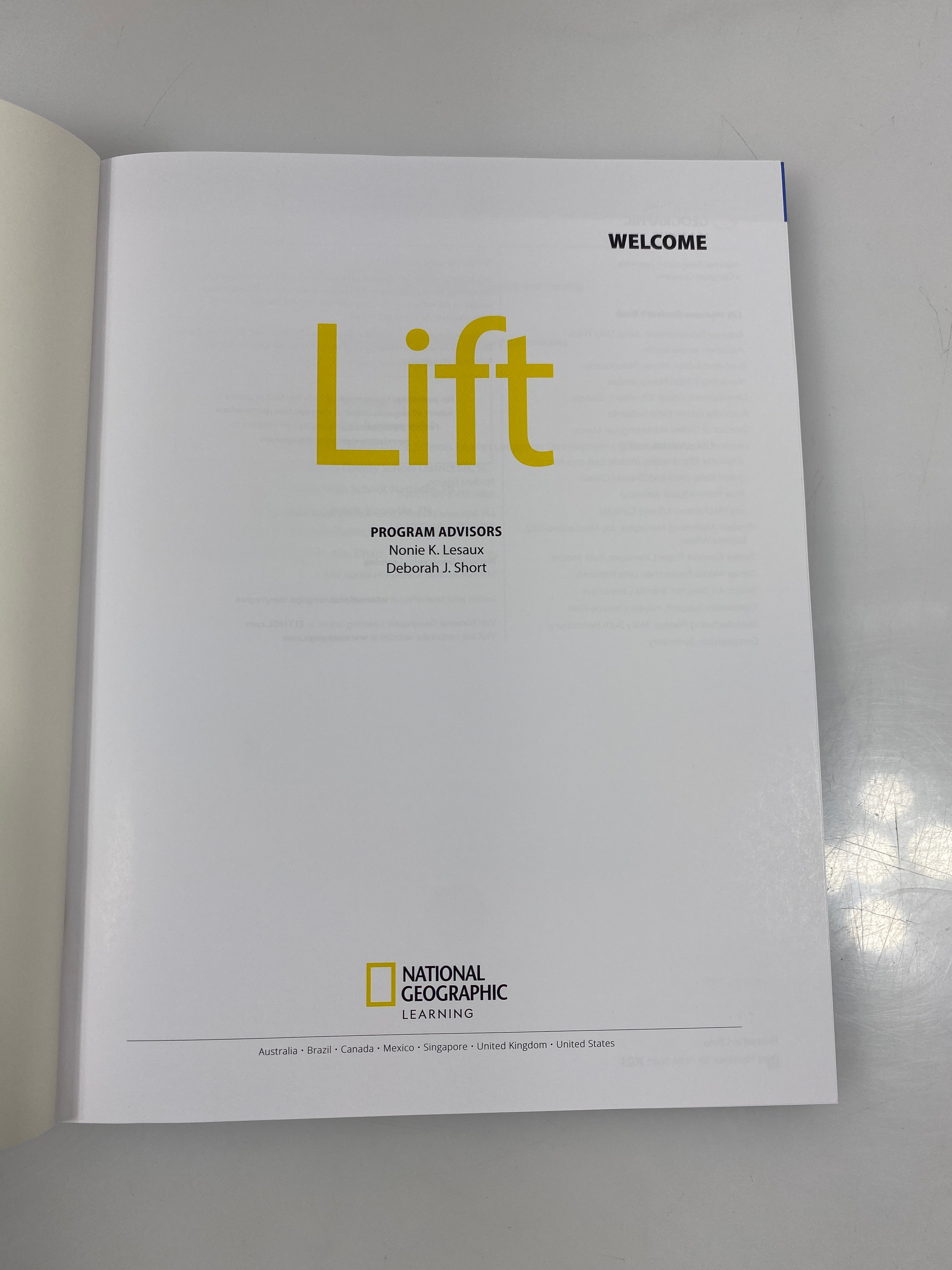 Lift Welcome Student Book National Geographic Learning 2025 SC