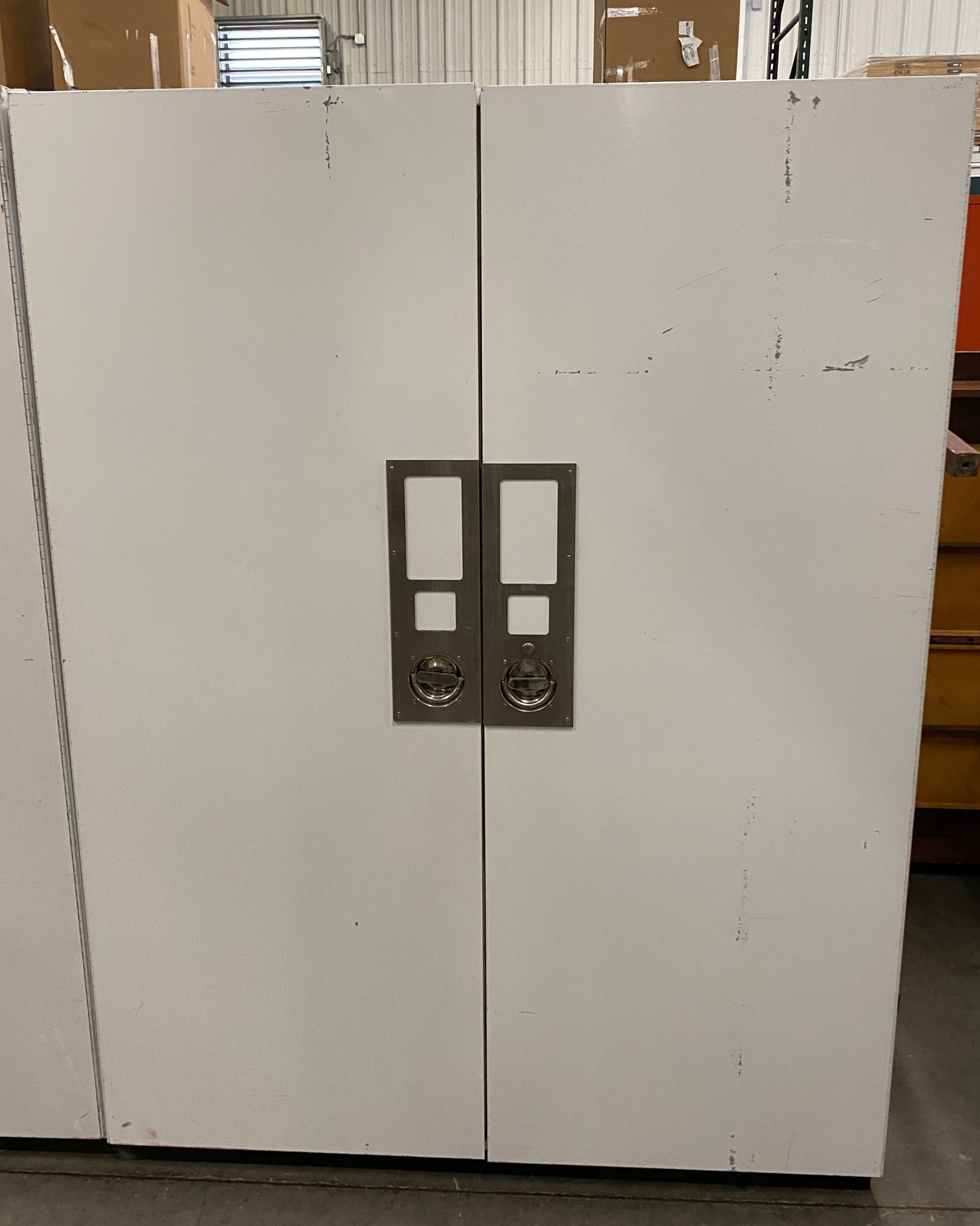 Light Grey Metal 2 Door Cabinet with Hanging Rod