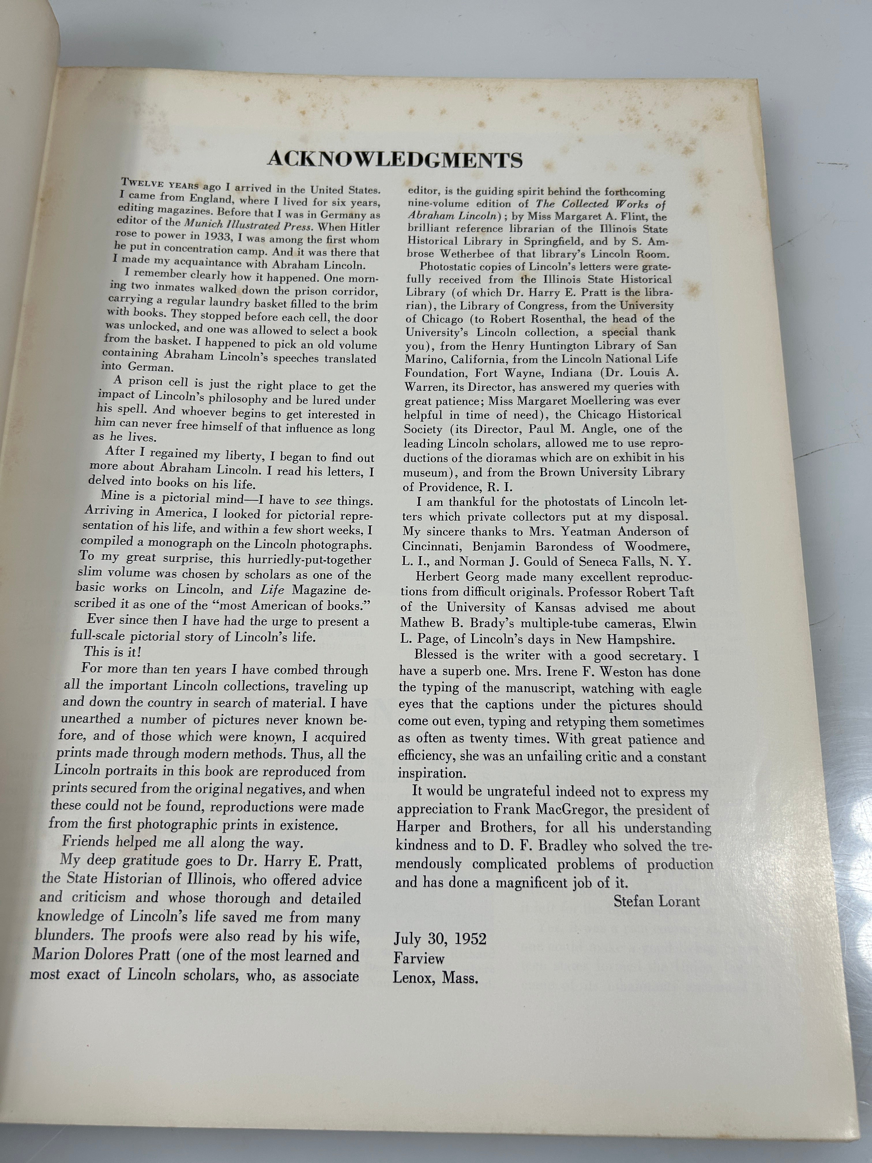 LINCOLN A Picture Story of his Life by Stefan Lorant Harper & Bros 1952 HCDJ