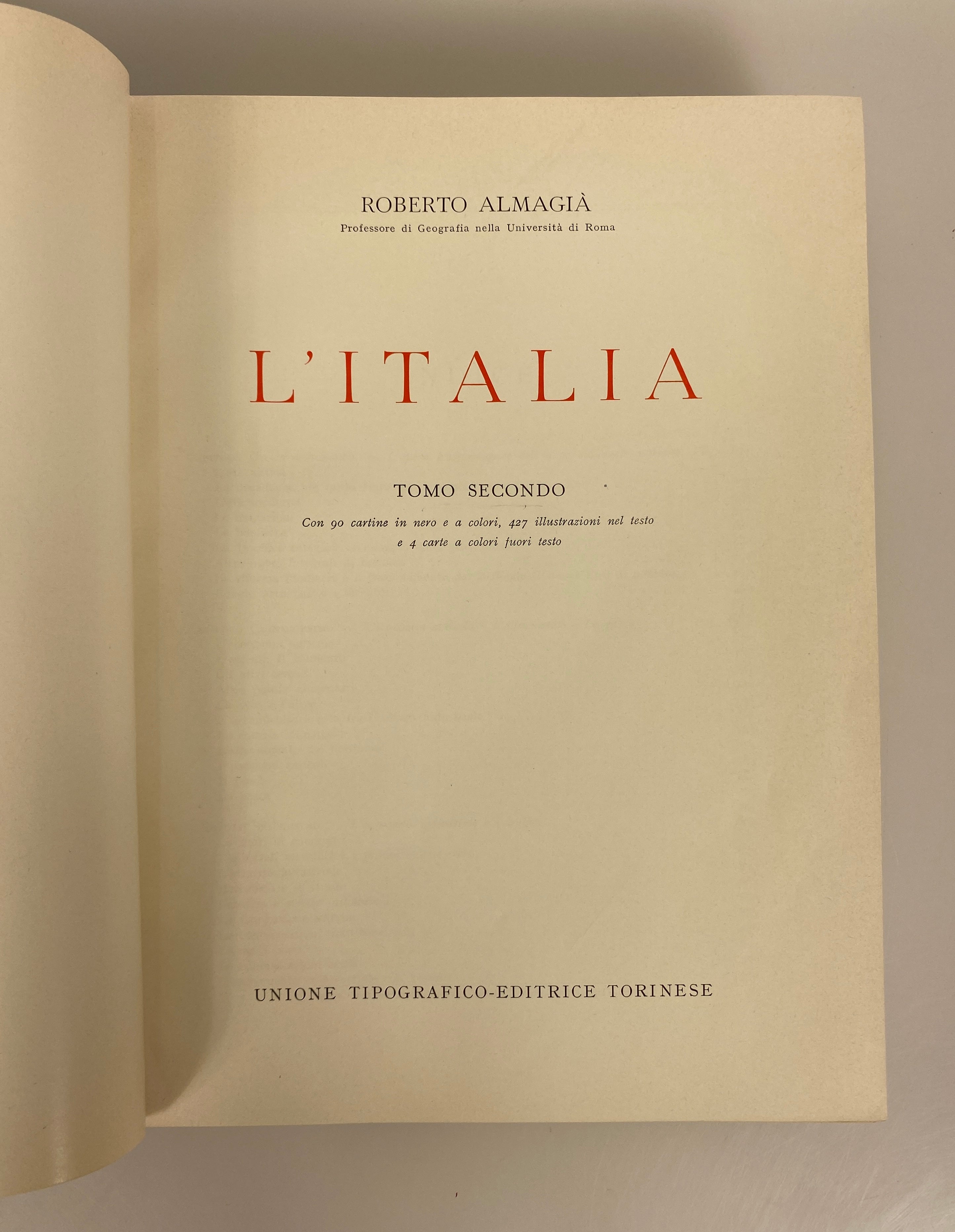 L'Italia by Roberto Almagia Vol 2 (in Italian) Illustrated 1959 Ex-Library HC